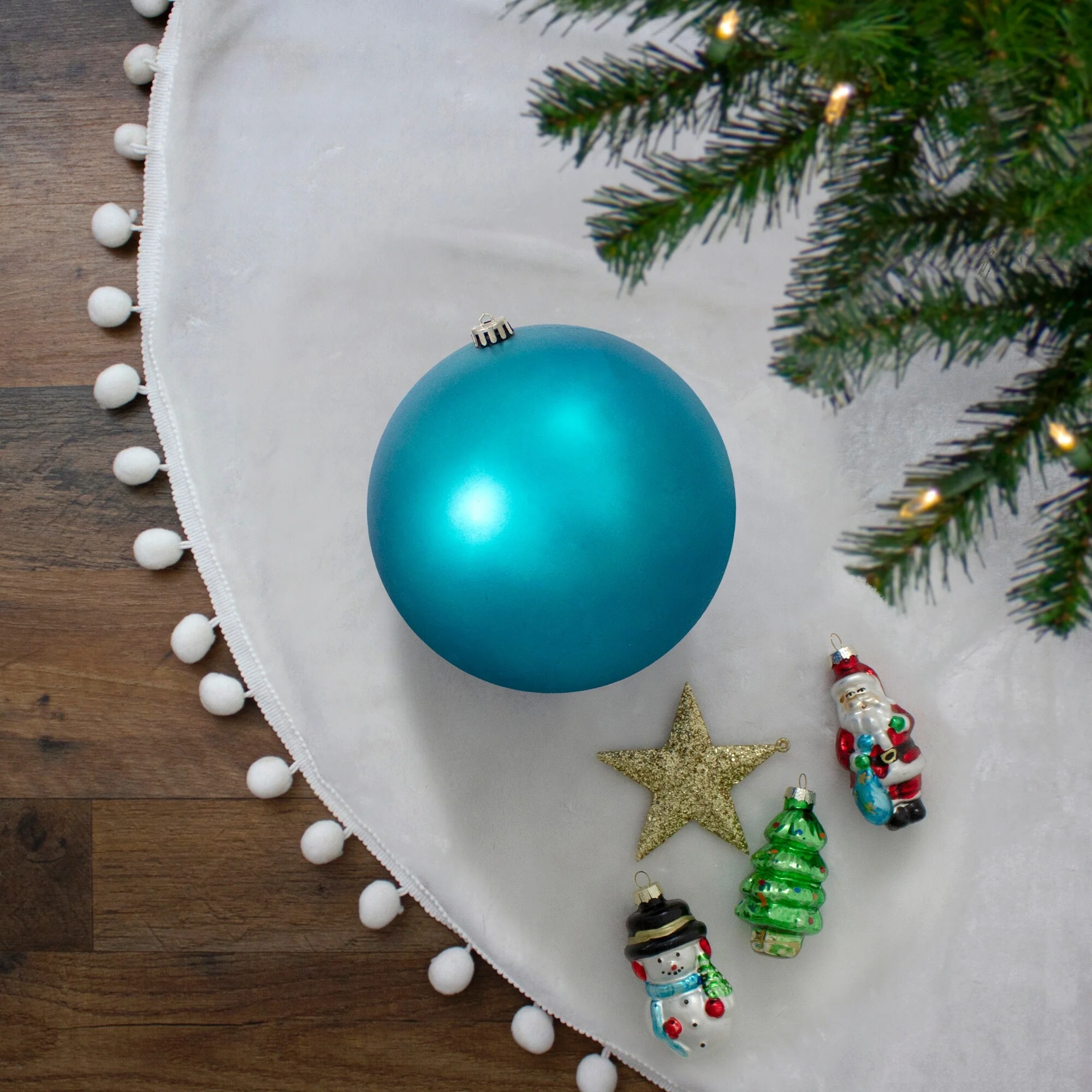 Turquoise Blue Shatterproof Matte Christmas Ball Ornament.