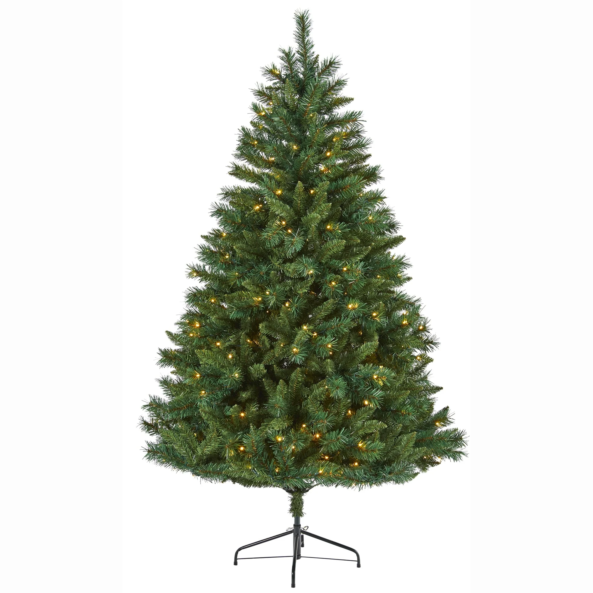 6' Pre-Lit Rocky Mountain Mixed Pine Artificial Christmas Tree, Warm Clear LED Lights - 6 Foot
