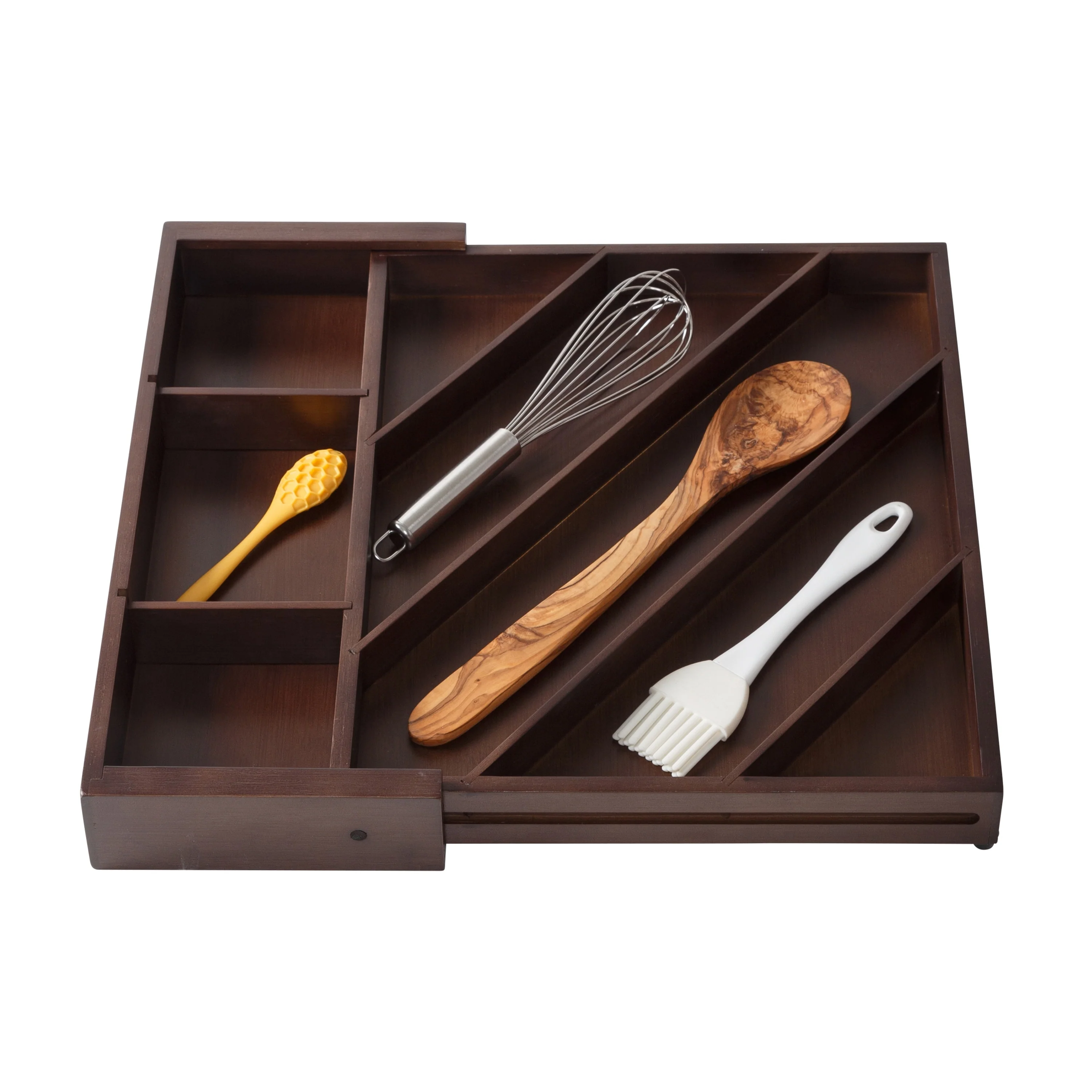 Honey-Can-Do Walnut 8-Compartment Expandable Drawer Organizer