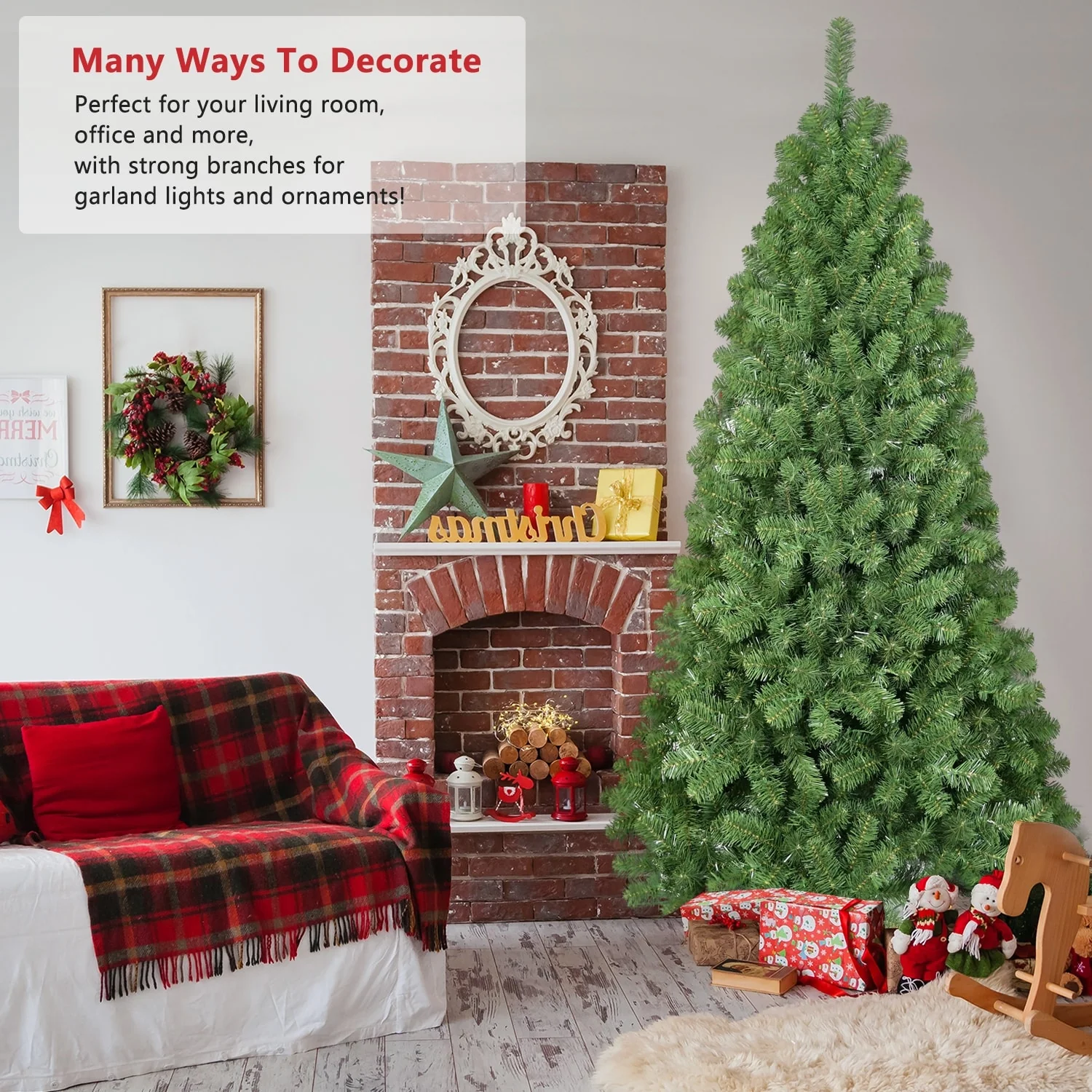 5-7ft Memory Wire Christmas Tree with Automatic Fluffing Branches and Stable Oversized Stand