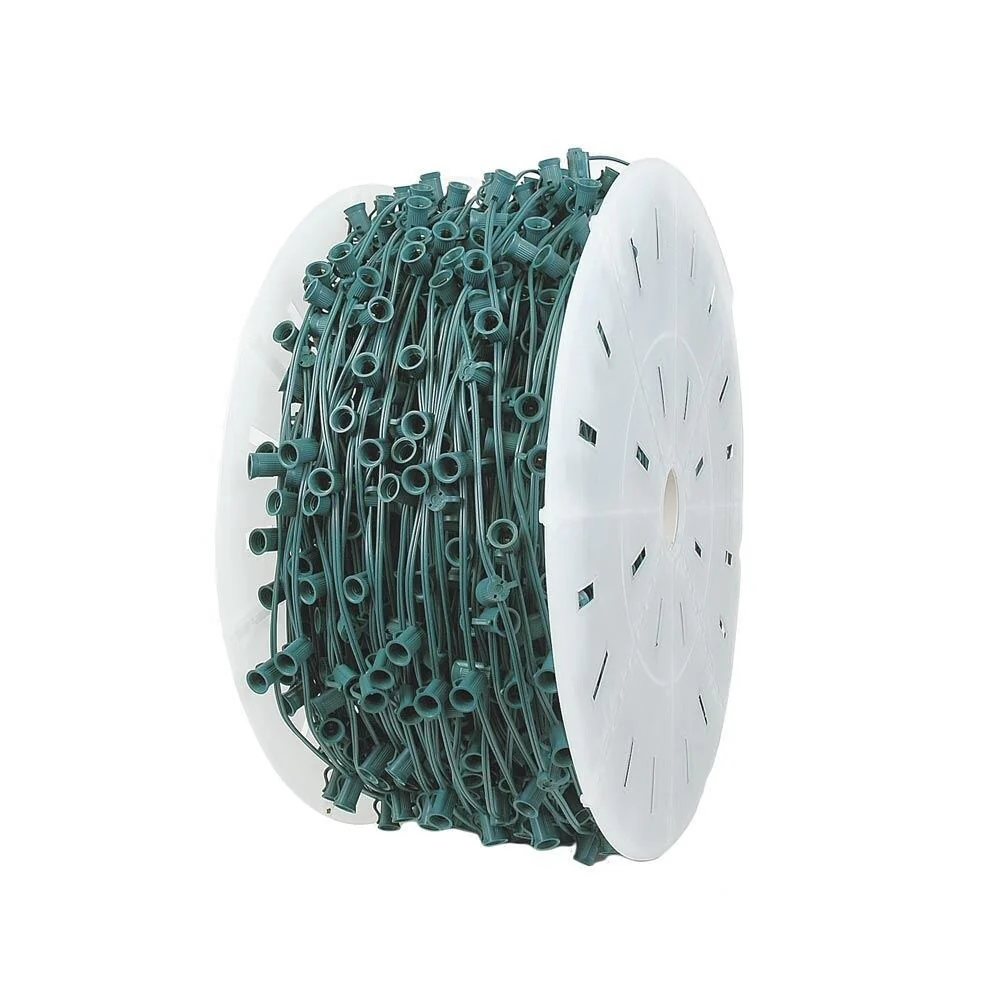 Novelty Lights 1,000 Foot C7 Christmas String Bulk Reel, Green Wire, 12