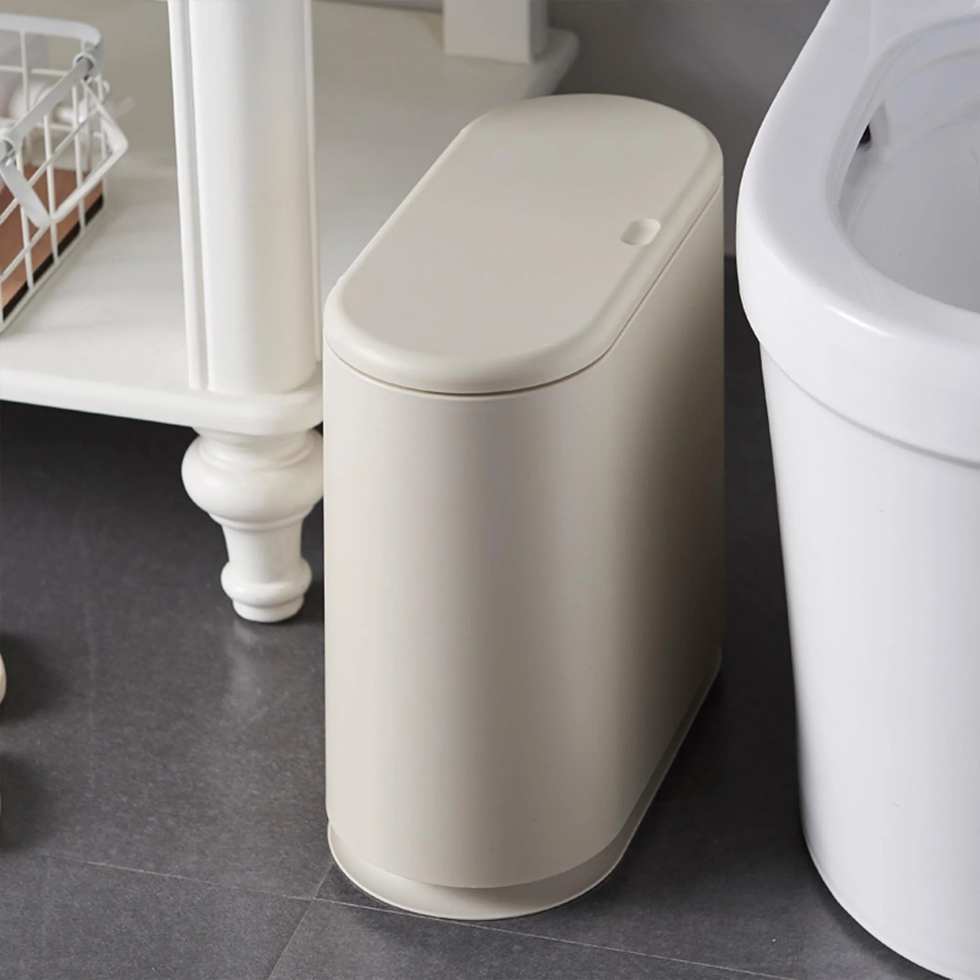 HANAMYA 2.4 Gallon Slim Trash Can with Press Top Lid