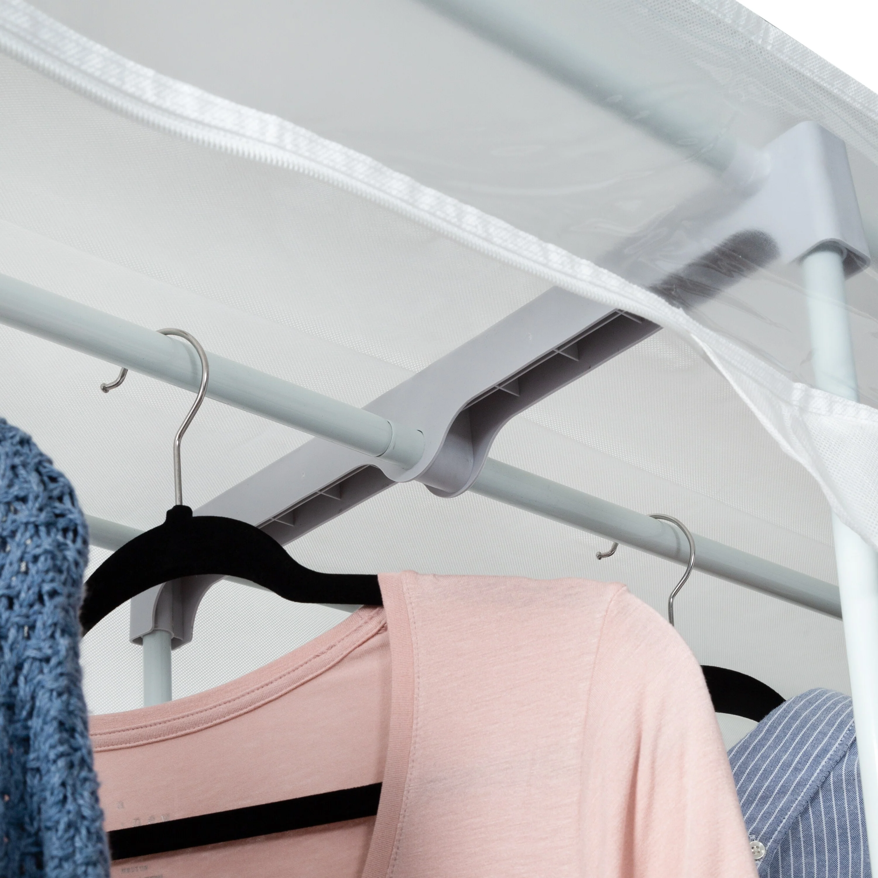 Honey-Can-Do White Steel and Non-Woven Portable Closet with Cover