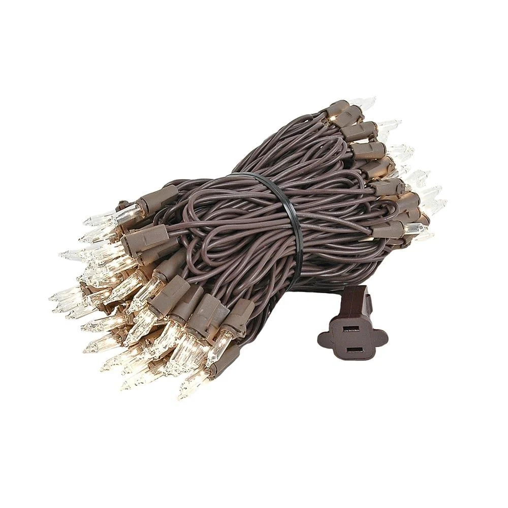 100 Light Christmas Mini Light Set, Black Wire, 34' Long