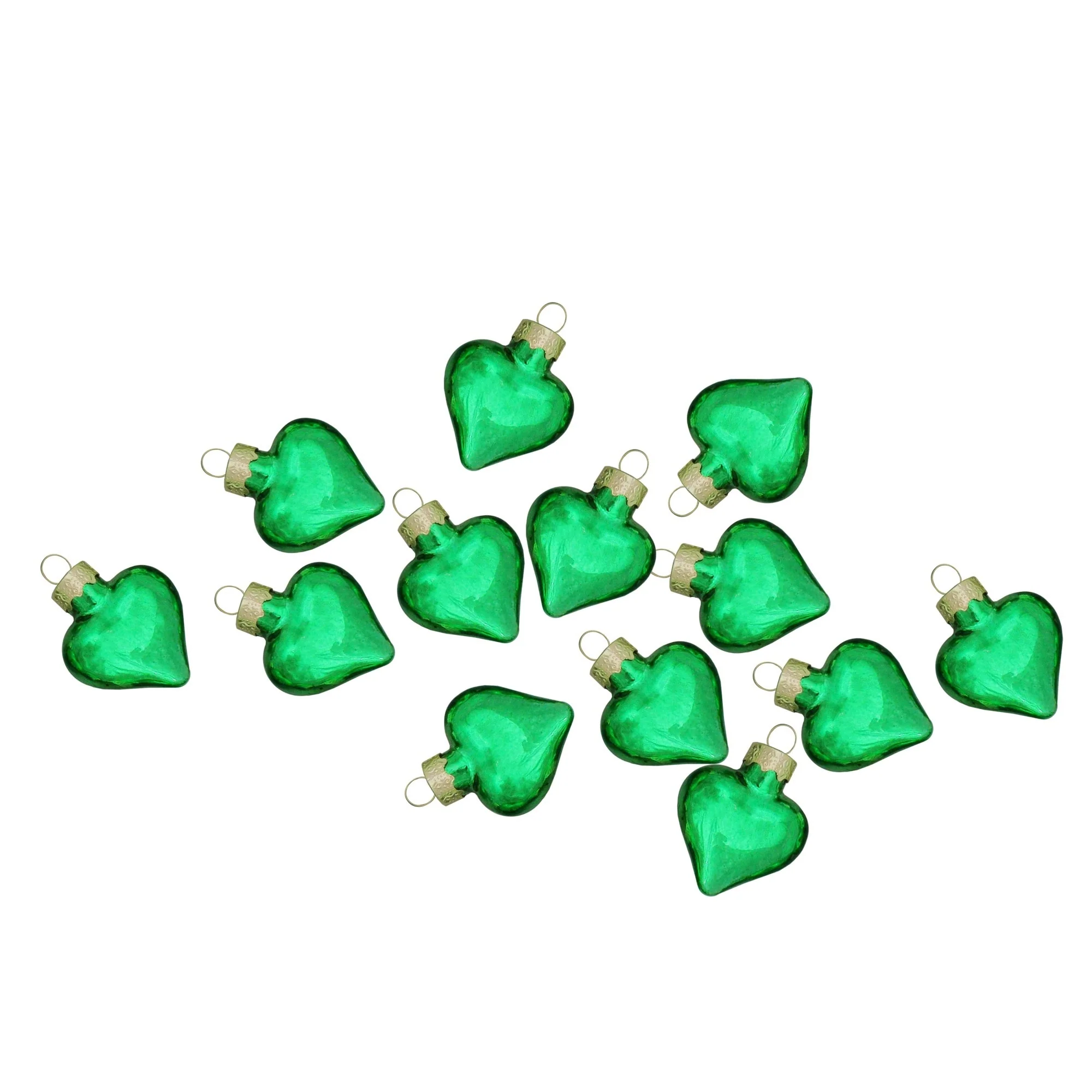 Shiny Finish Glass Heart Christmas Ornaments 1.75