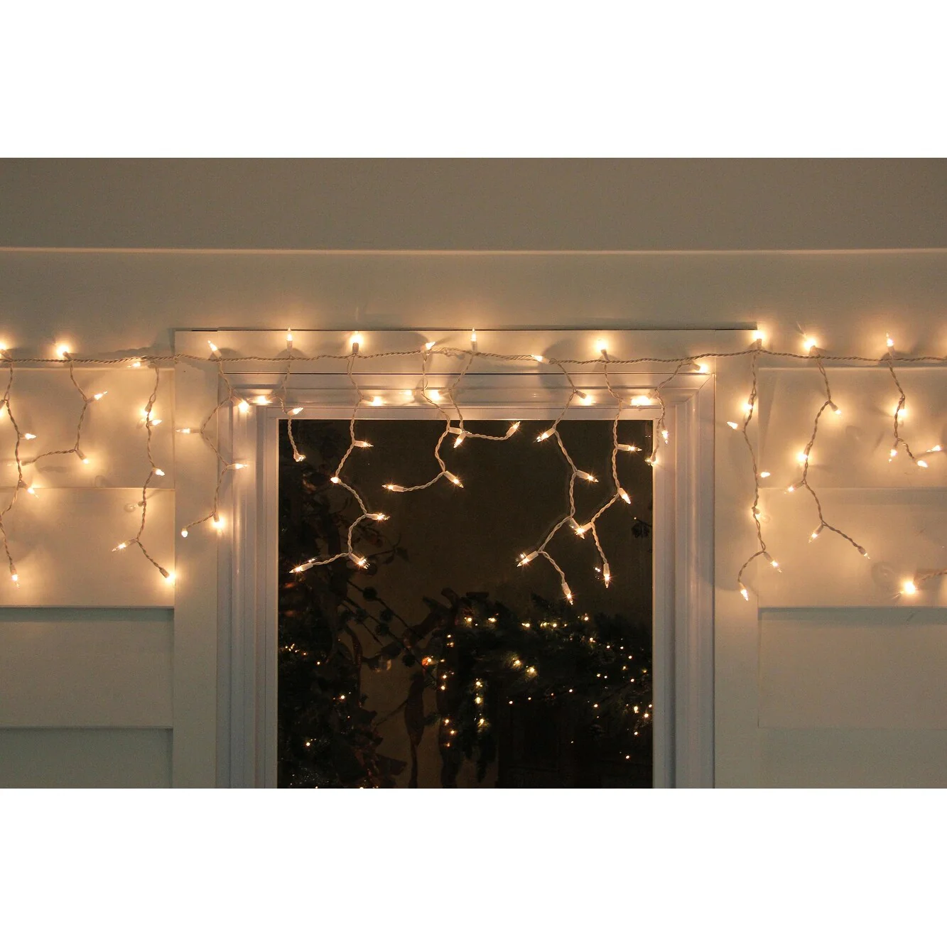 100-Count Clear Mini Icicle Christmas Lights - 5.75' ft White Wire