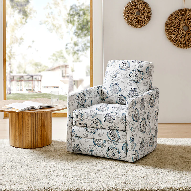 Hedda Wooden Upholstered Swivel Chair