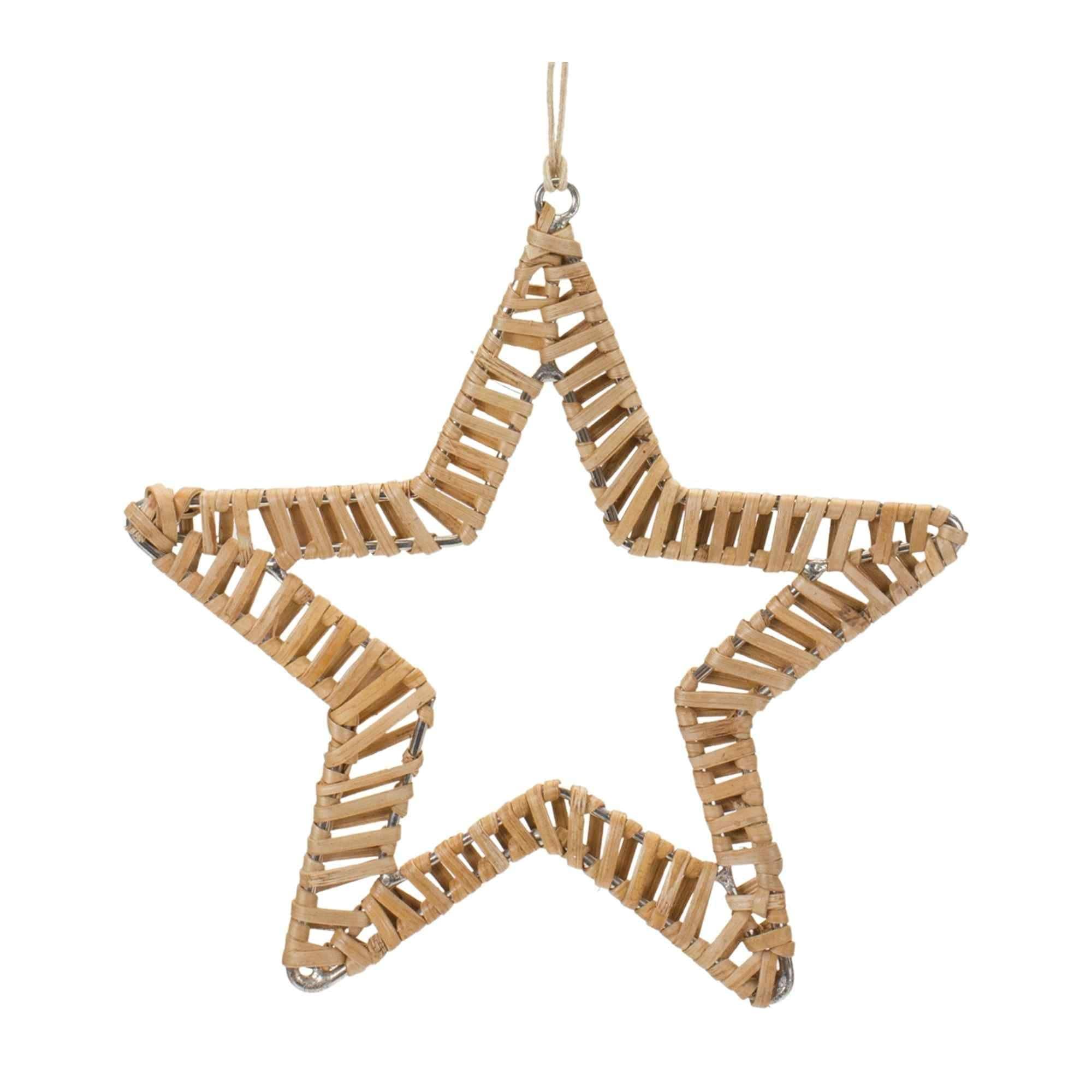 Club Pack of 12 Brown Woven Rattan Star & Tree Christmas Ornaments 6