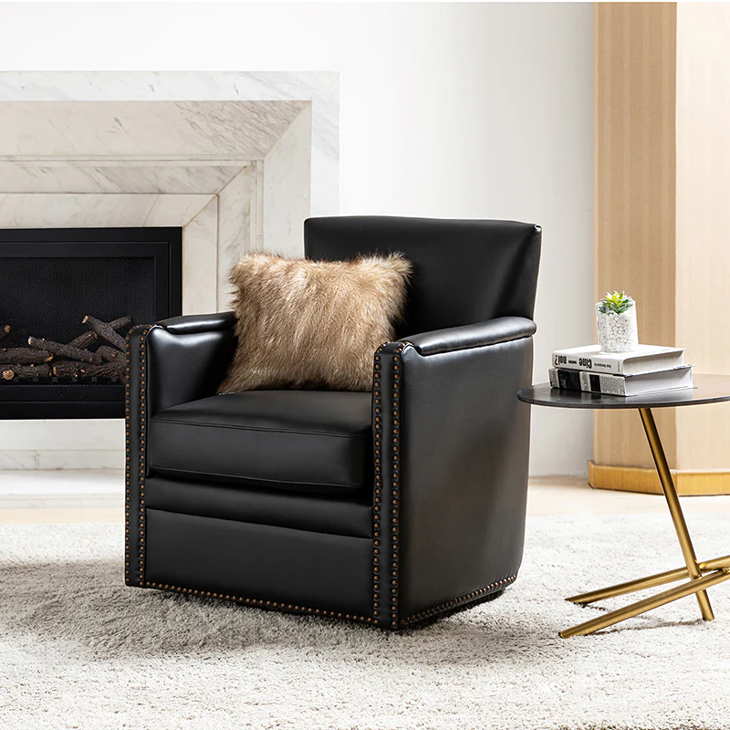 Gloria Genuine Leather 360 Degree Swivel Chair: Versatile for Living Room And Bedroom, Office