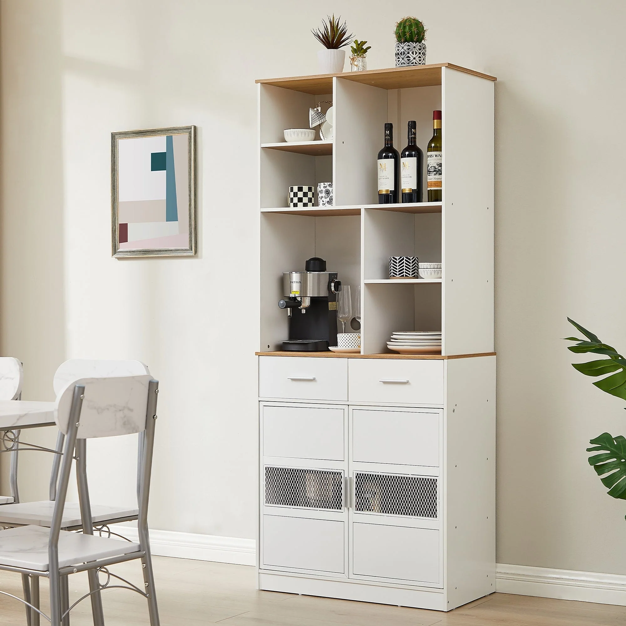 Pantry Buffet Cabinet Freestanding Kitchen Hutch Storage Cabinet Large Cupboard for Home Kitchen Bathroom Living Room Office