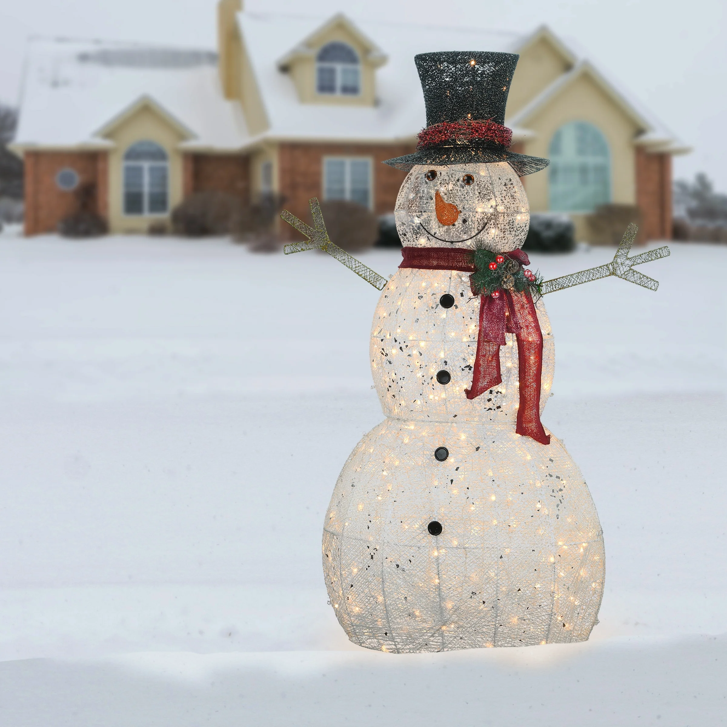 National Tree Company 5 ft. Snowman Decoration With Clear Lights - White - 5 ft