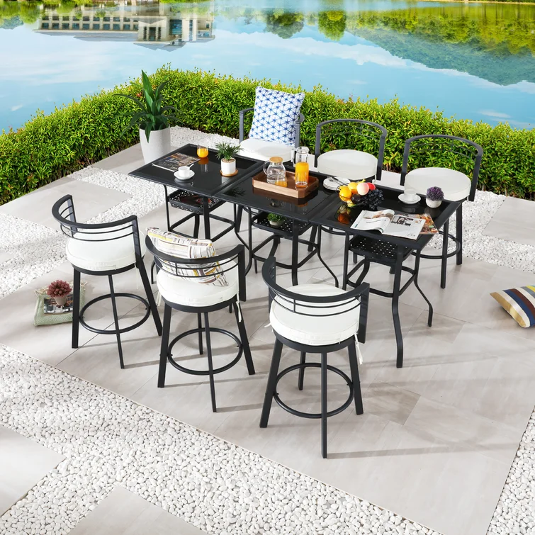 Jakeob Square 6 - Person Bar Height Dining Set with Cushions