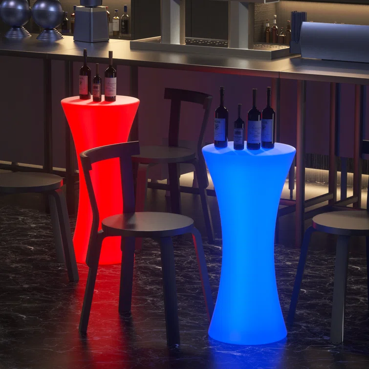 3 Piece 2 - Person LED Light Up Bar Stool and Table Modern Design Set