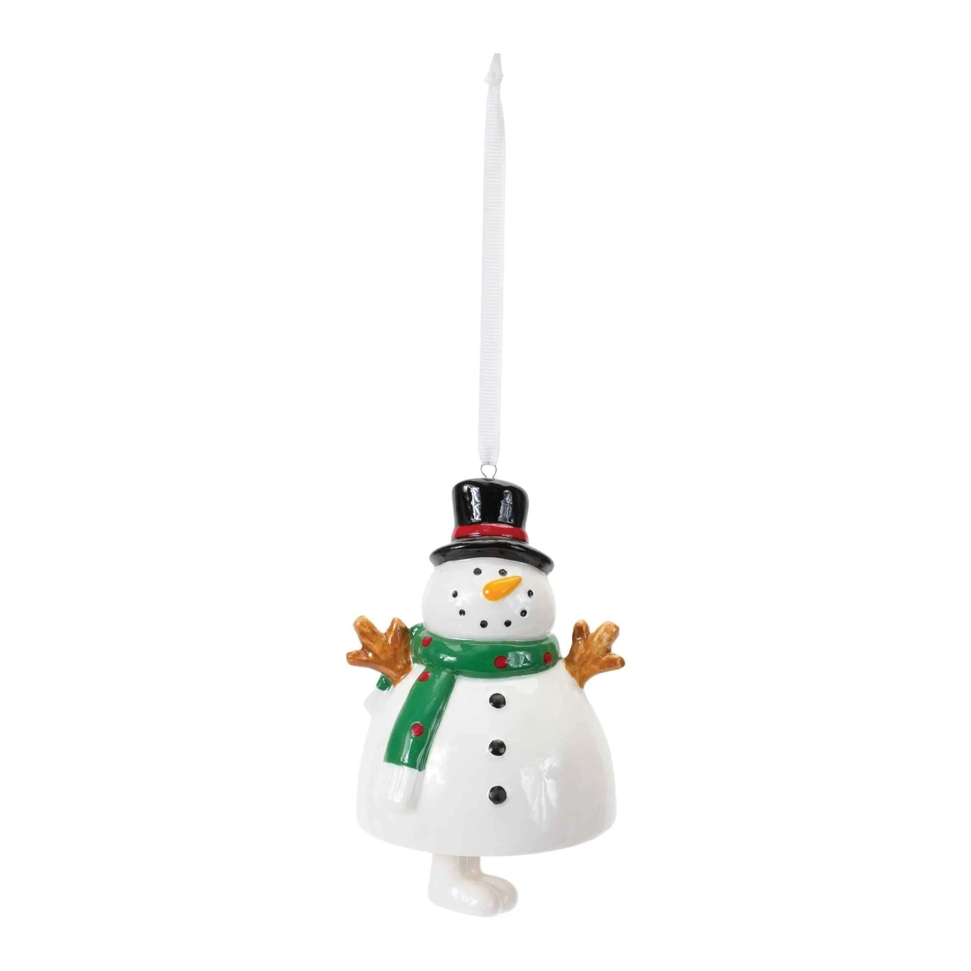 Club 12 White Black Ceramic Snowman Bell Christmas Ornaments 8.5