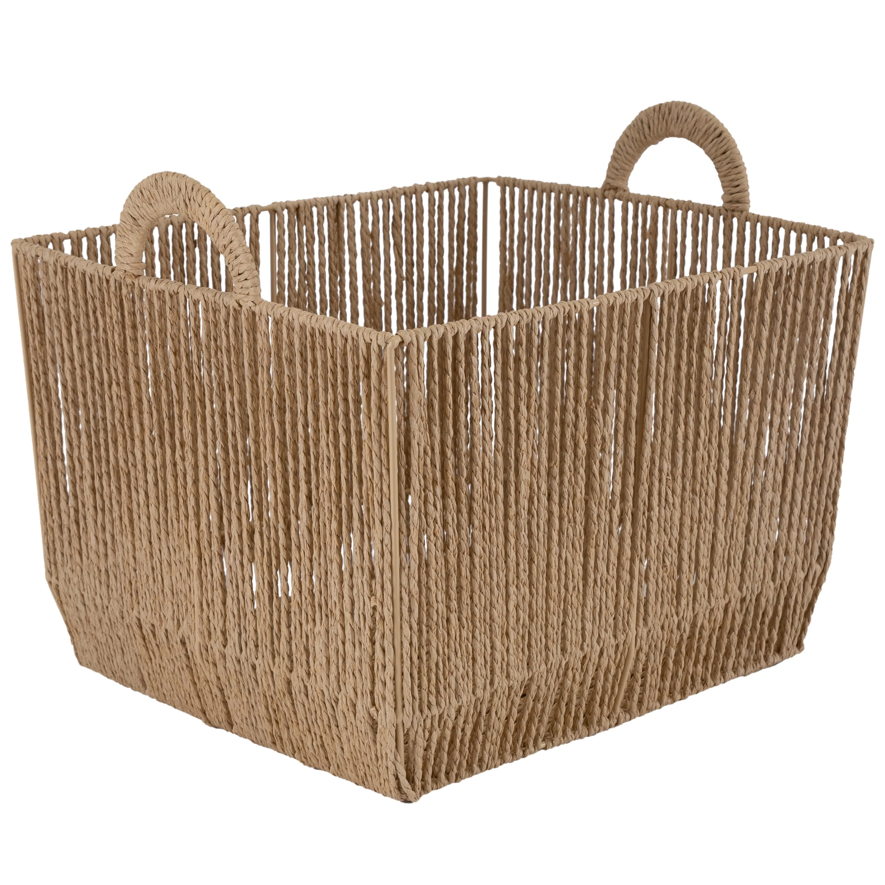 Simplify Vertical Weave Storage Basket with Round Handles
