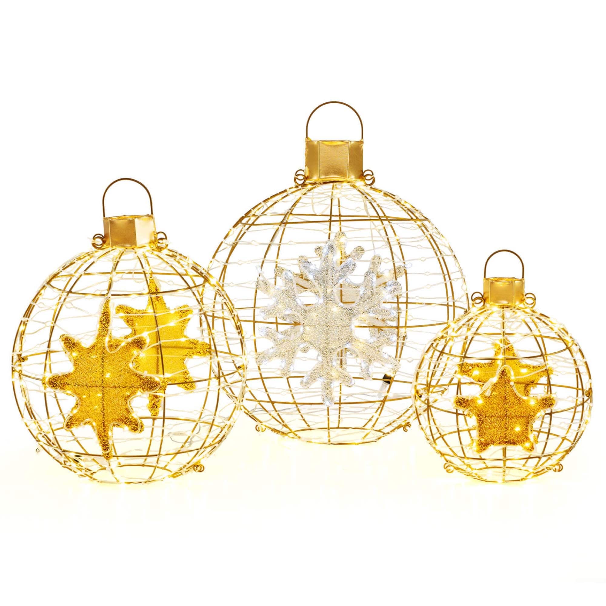 Costway 3 PCS Pre-Lit Lantern Balls with 732 Bright LED Lights Zip - Gold - See Details