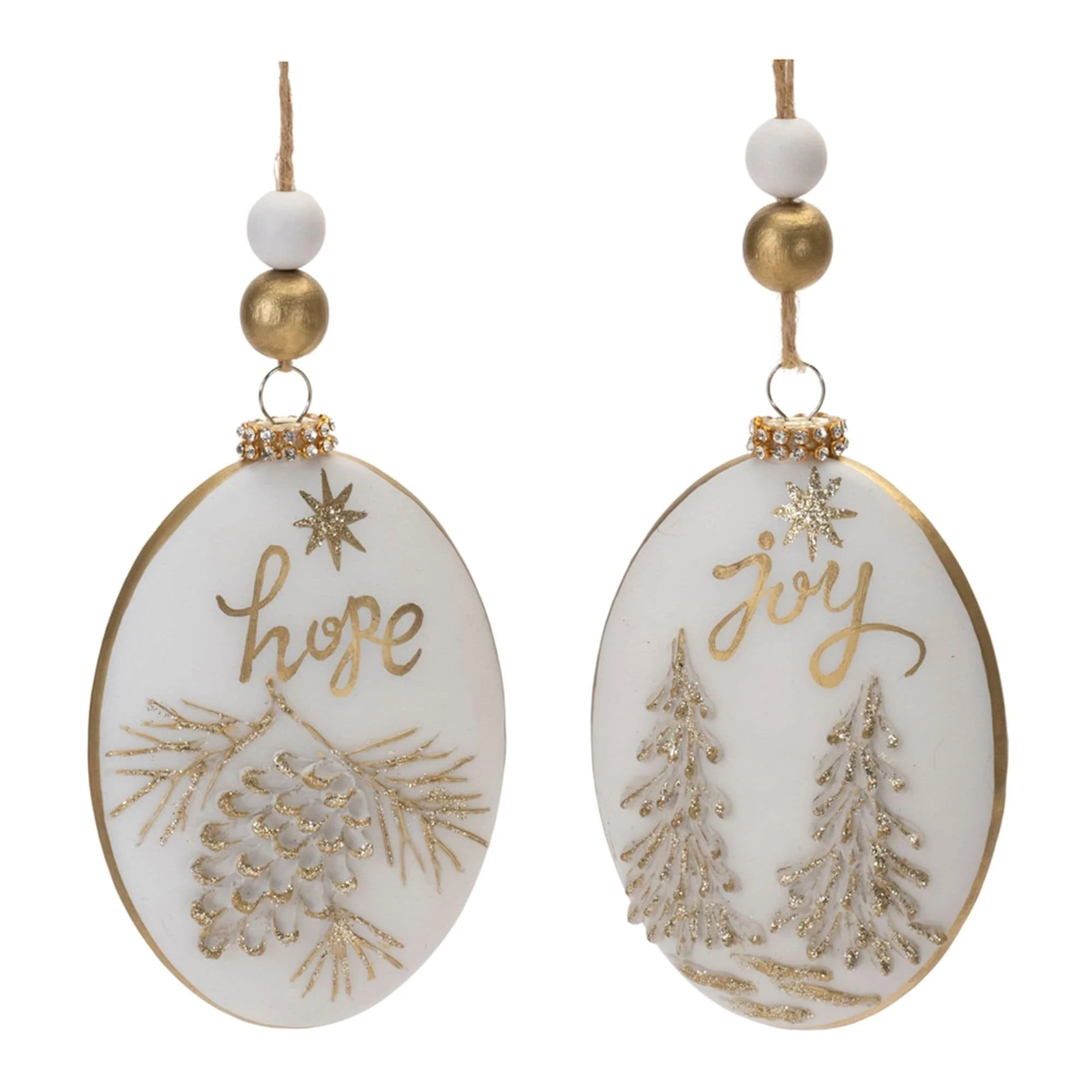 Glittered Hope and Joy Glass Christmas Ornament - 5.25