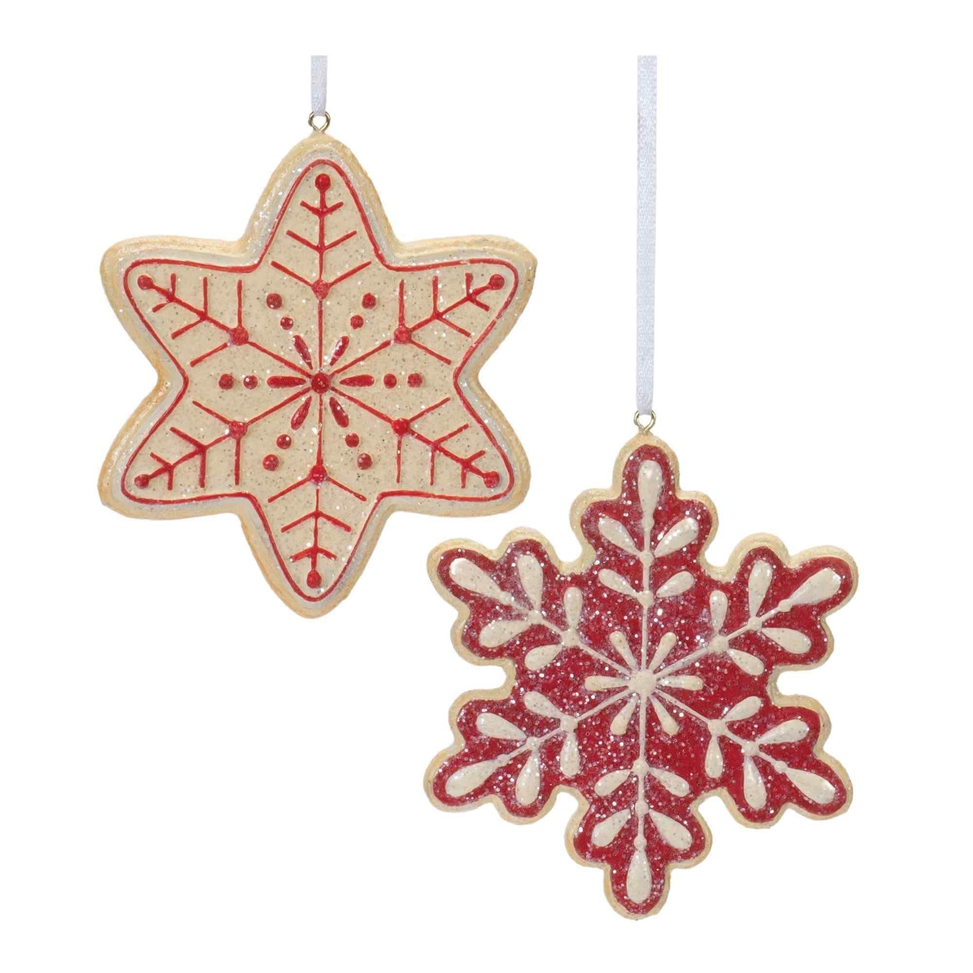 Set of 12 Frosted Gingerbread Snowflake Cookie Christmas Ornaments 4