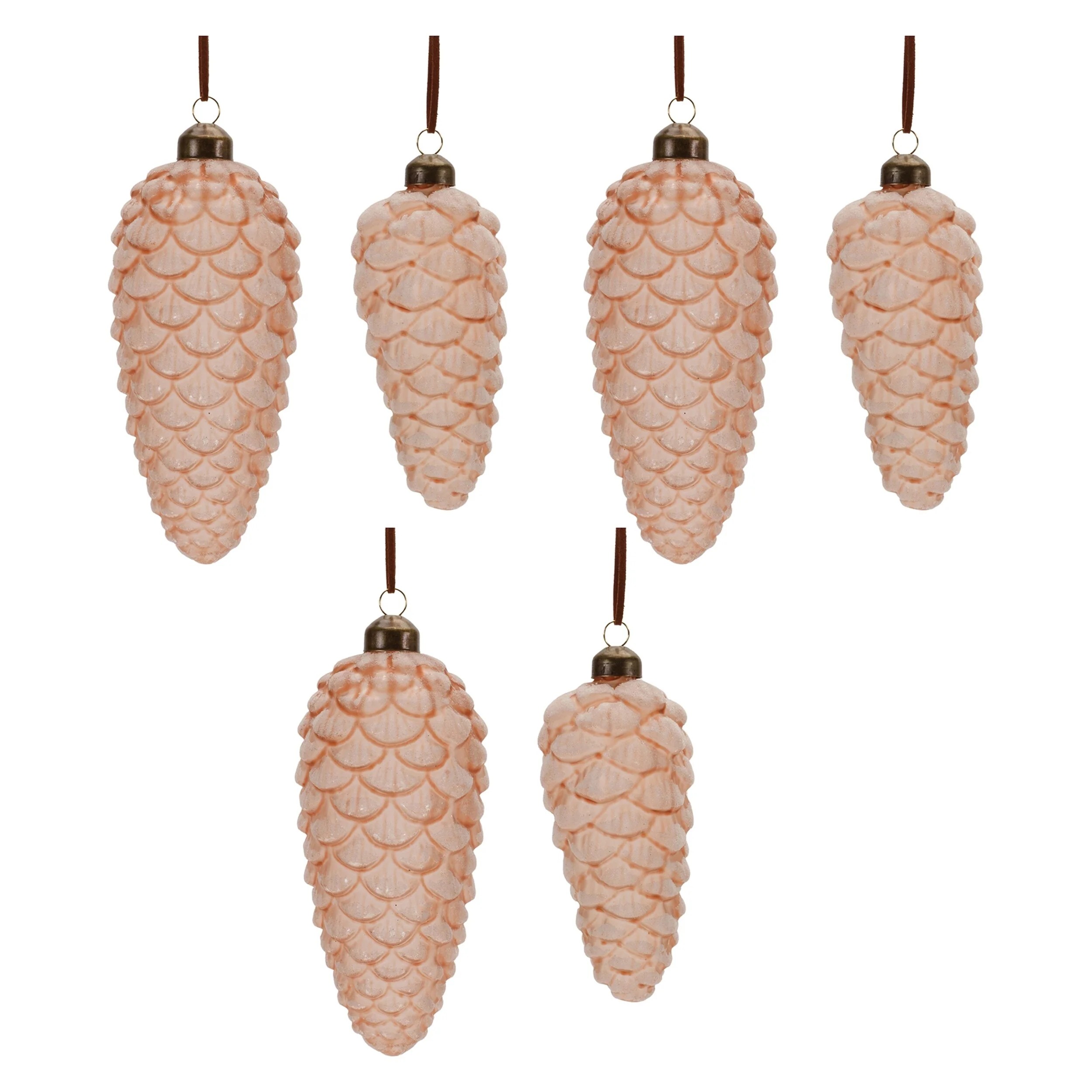 Set of 6 Glass Pinecone Ornaments for Rustic Holiday Decor - 2