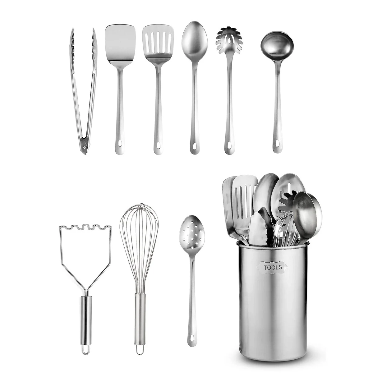 Stainless-Steel Kitchen Utensil Set - 10 Piece Set