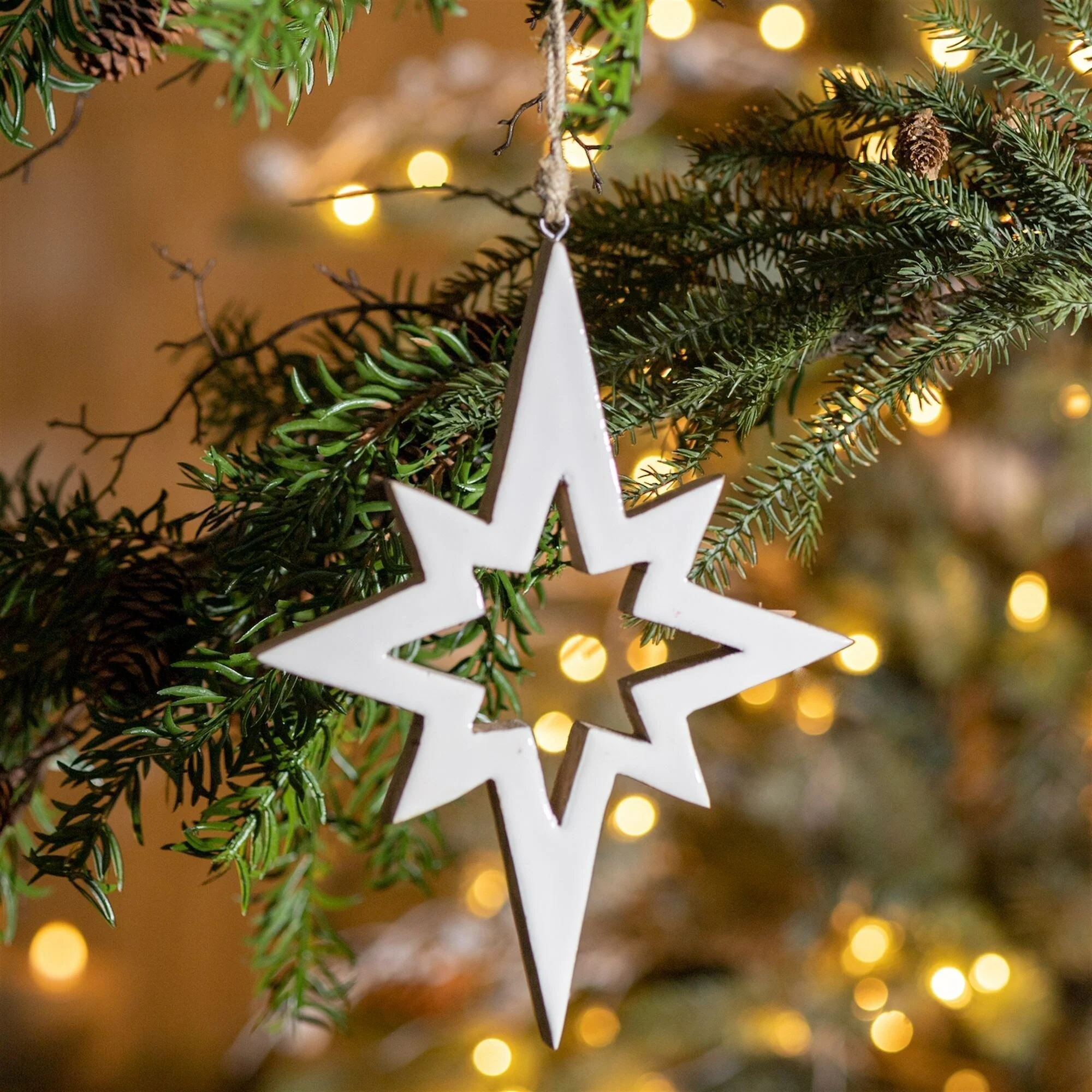 Cut-Out Wood Star Christmas Ornaments - 10