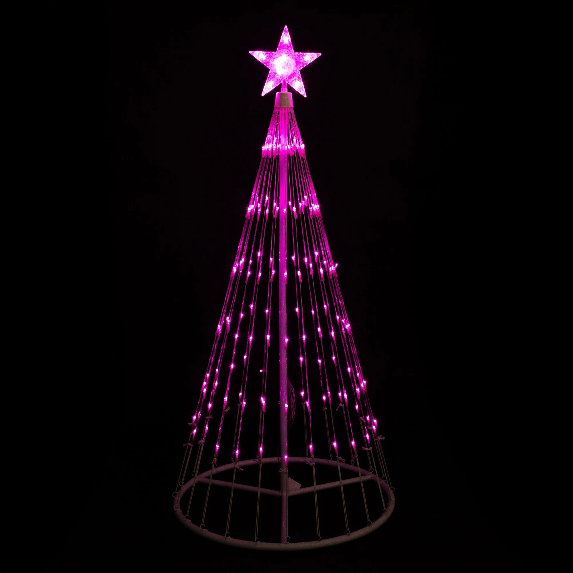 LED Lighted Show Cone Christmas Tree Outdoor Decoration - 4' - Pink - White