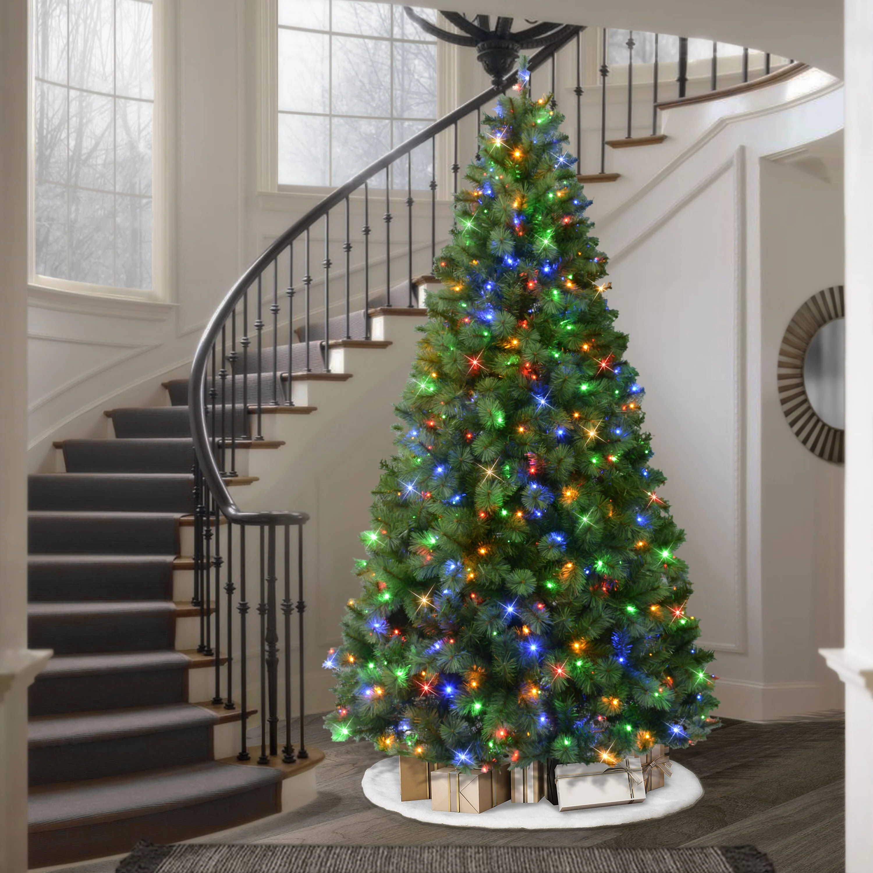 Puleo International 9' Pre-Lit Artificial Wyoming Pine Tree with Multi-Function LED Lights