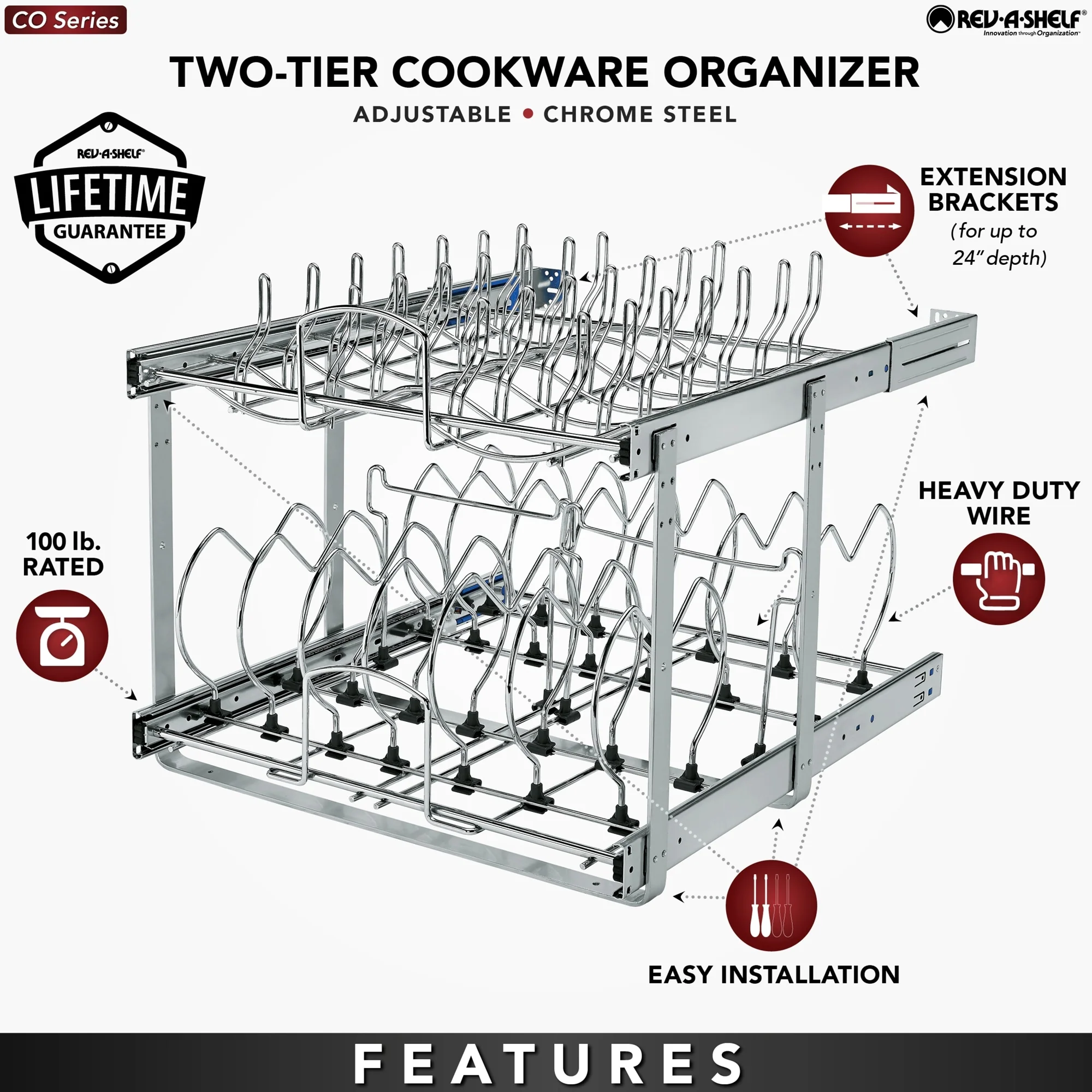 Rev-A-Shelf Pullout Cabinet Pot and Pan Organizer, 21