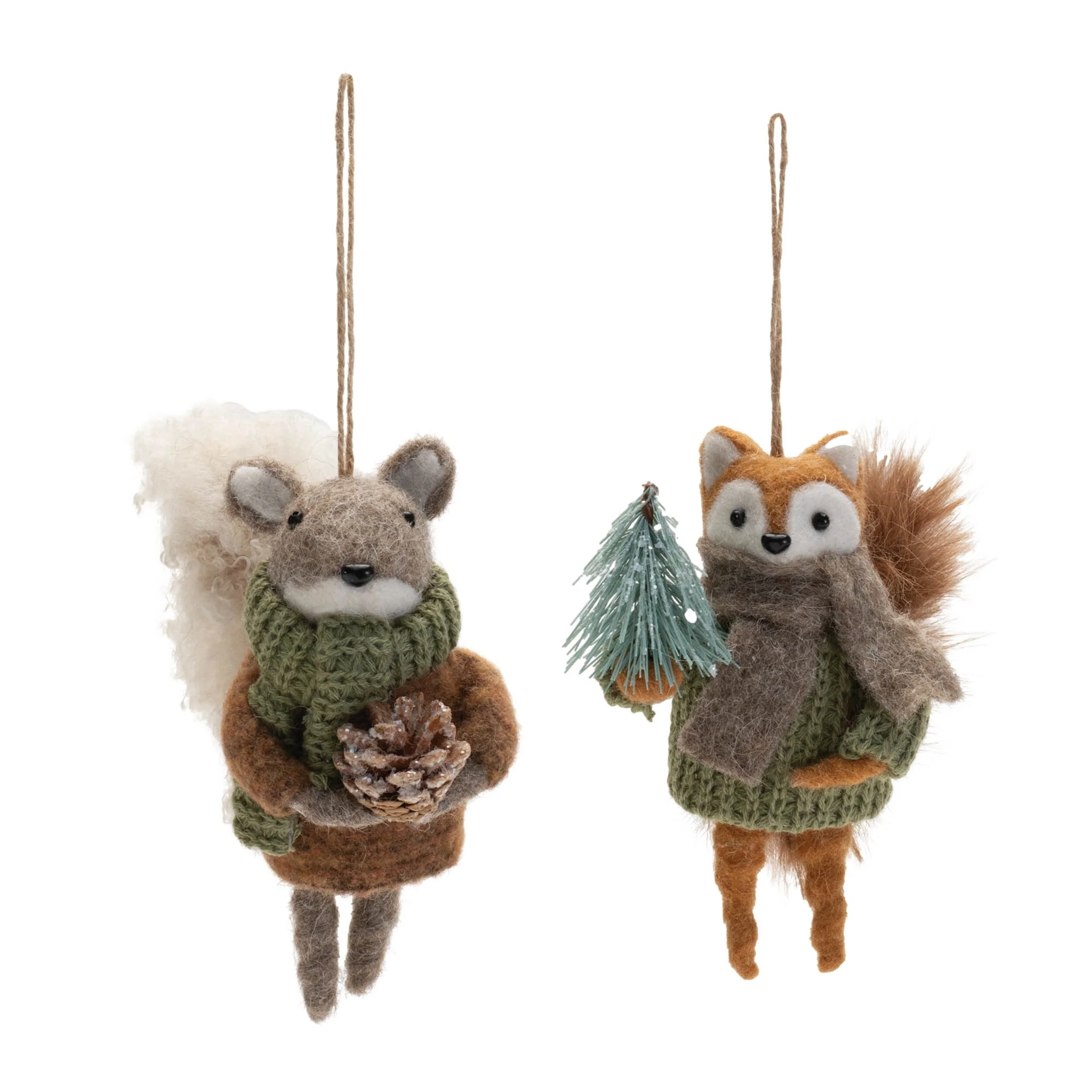 Set of 12 Felt Ornaments with Sweaters and Scarves - 4” x 2.25” x 5.75”