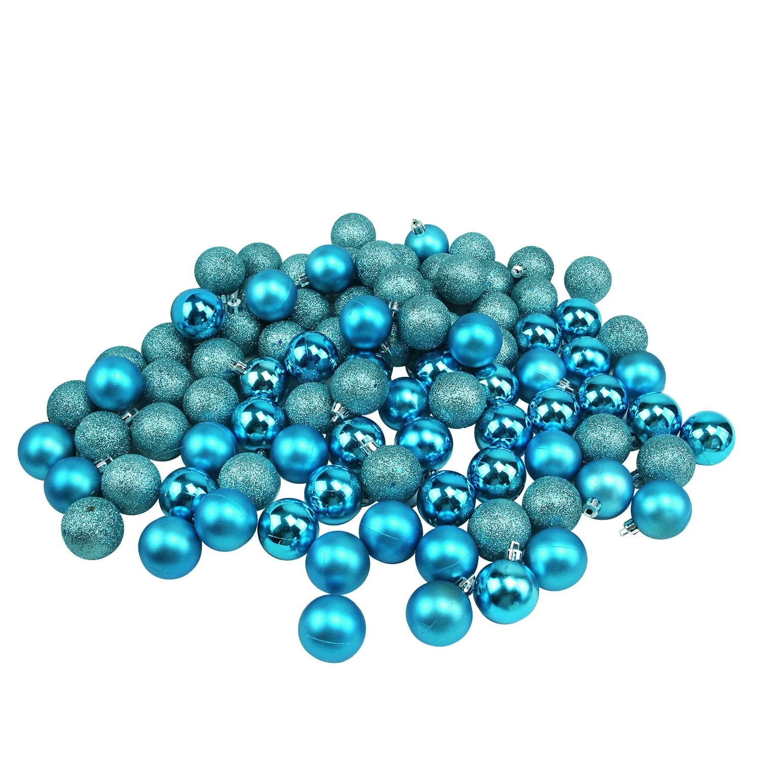 96ct Blue Shatterproof 4-Finish Christmas Ball Ornaments 1.5