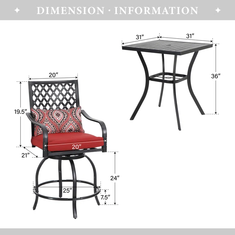 Alyne 2 - Person Square Outdoor Dining Set with Cushions
