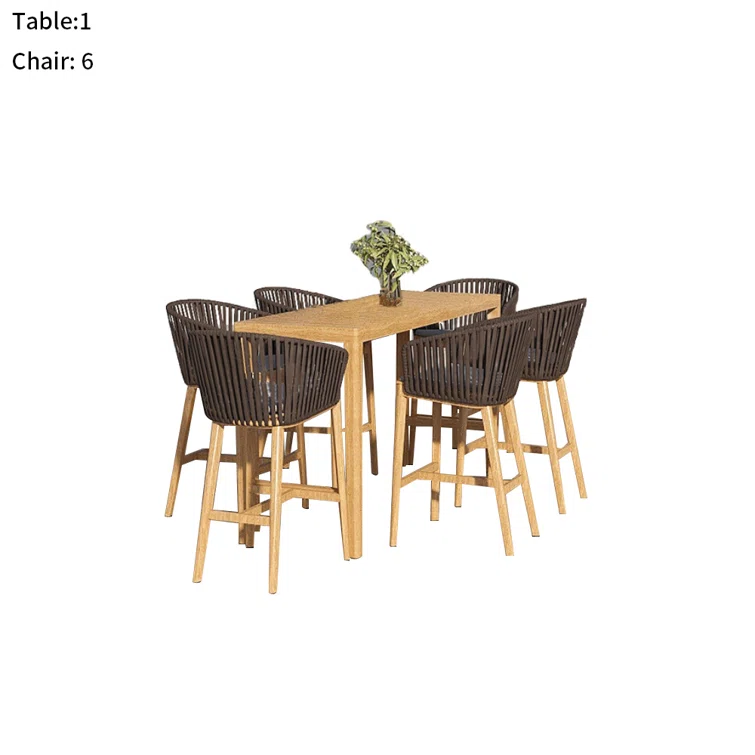 6 - Person Rectangular Outdoor Dining Set with Cushions