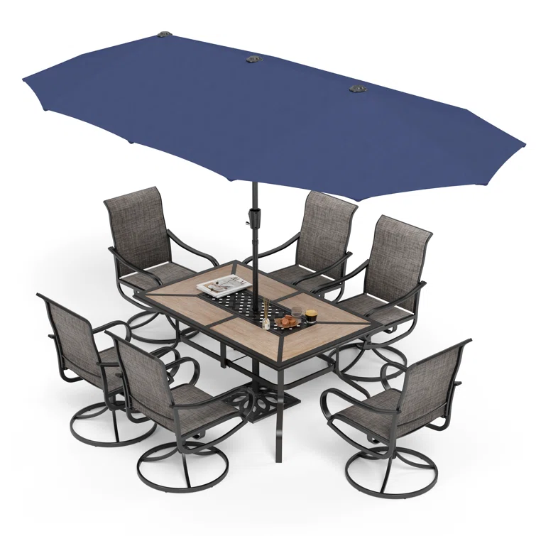 8pcs Outdoor Patio Dining Sets With Umbrella