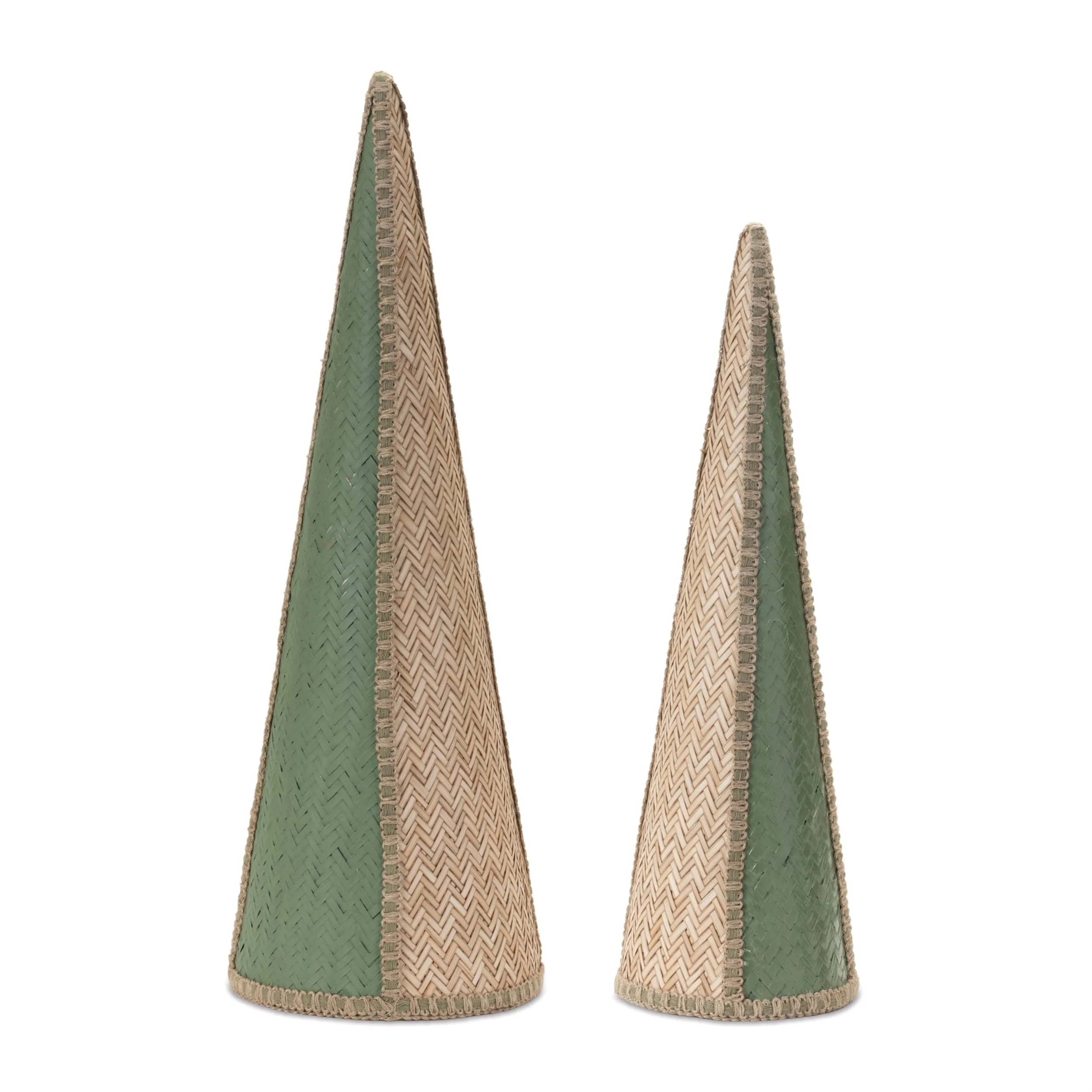 Woven Cone Pine Tree Set of 2 for Holiday Decor - 5.75” x 5.75” x 18.5”
