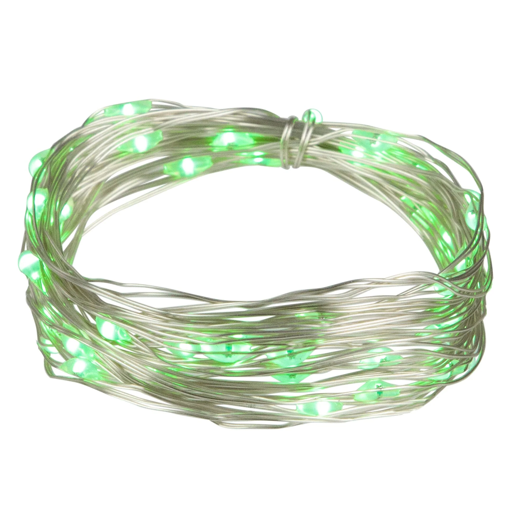 50-Count Micro Fairy Christmas Lights - 16ft - Green LED - Copper Wire