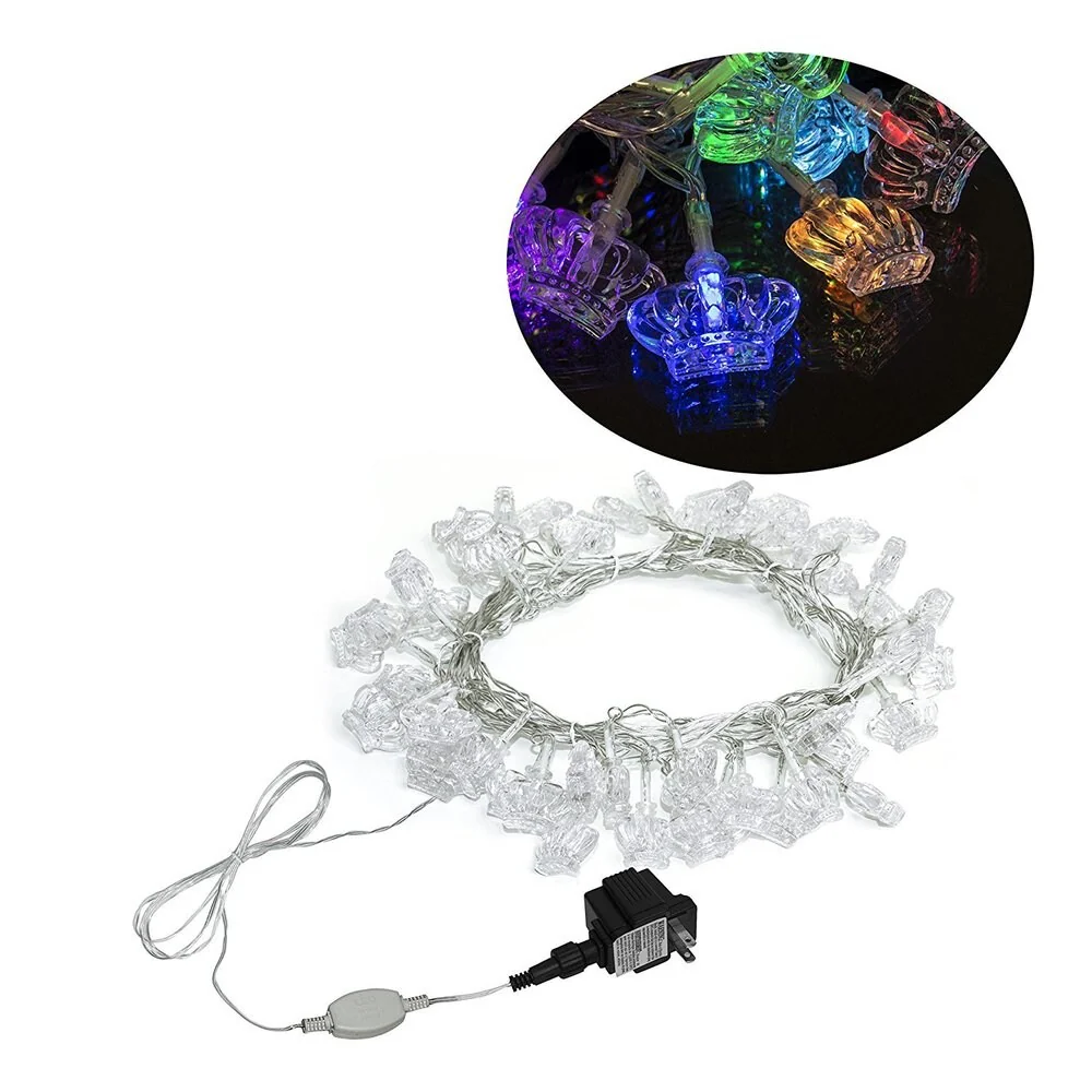 ALEKO Electric 50 LED Multicolor Crown Christmas Light Lot of 2