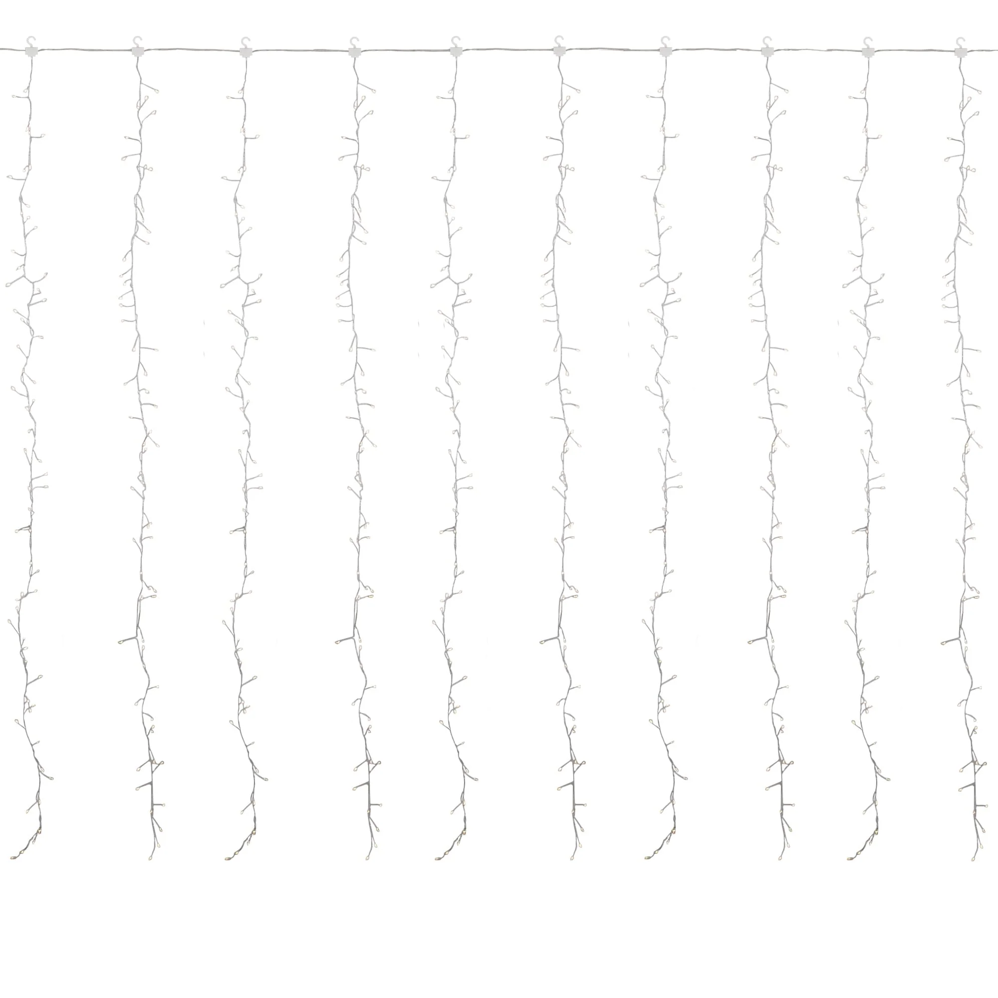 600 LED Warm White Curtain Christmas Lights - 6.5' Clear Wire