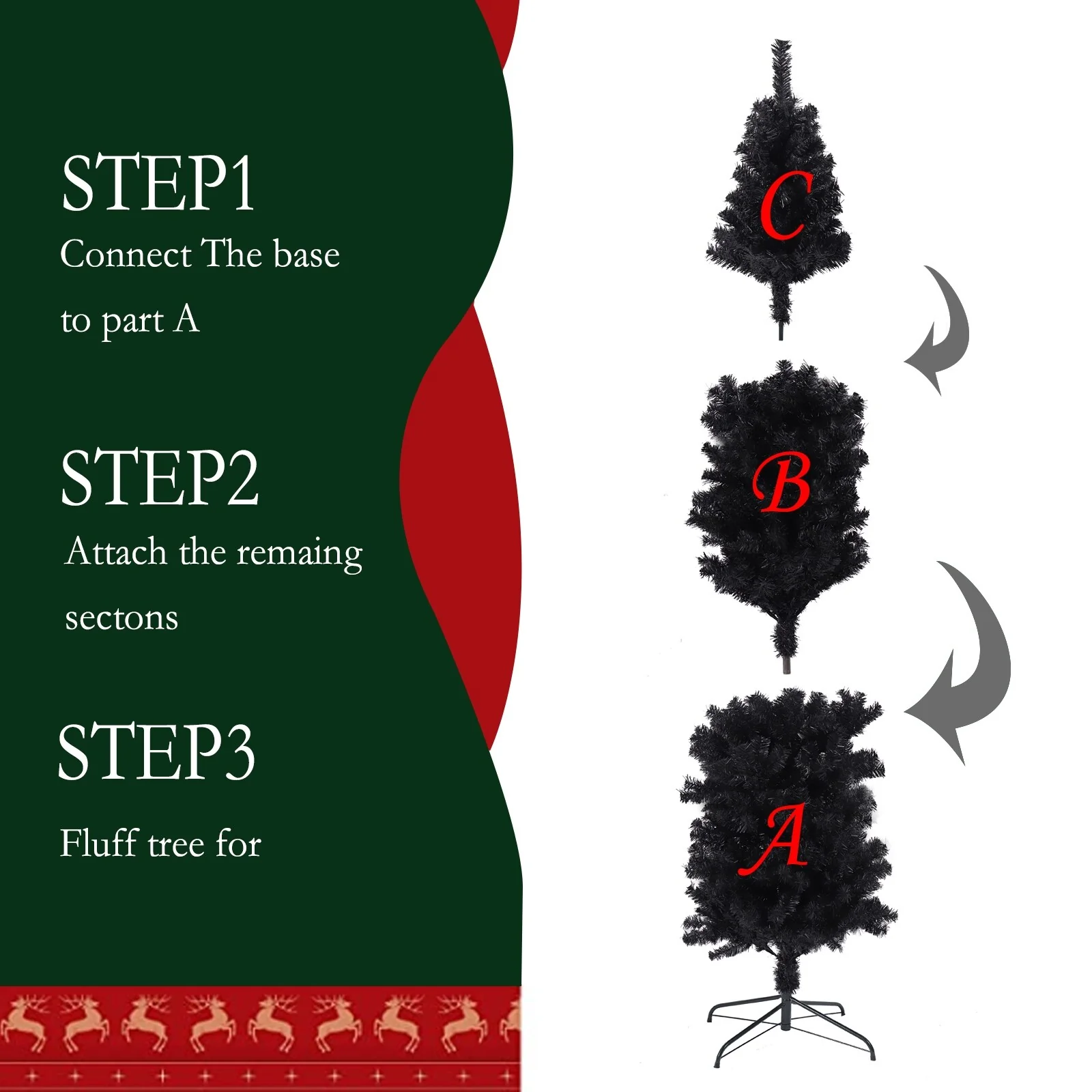 7.5FT Black Slim Artificial Tree, Perfect for Small Spaces, Easy Setup with Foldable Stand & 1000 Tips