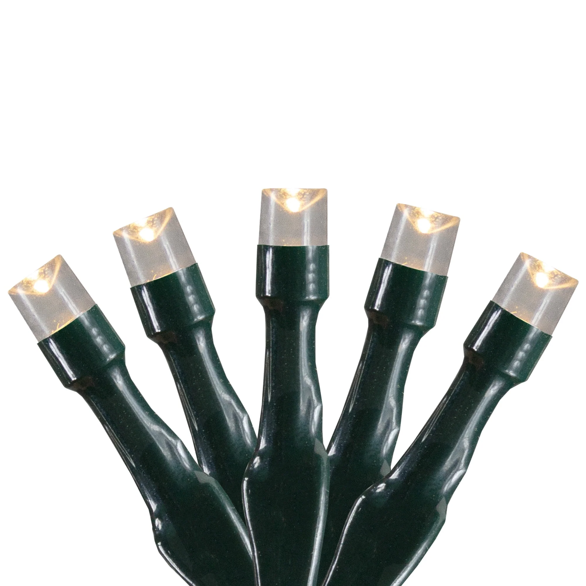 10 B/O Warm White LED Wide Angle Christmas Lights - 3 ft Green Wire