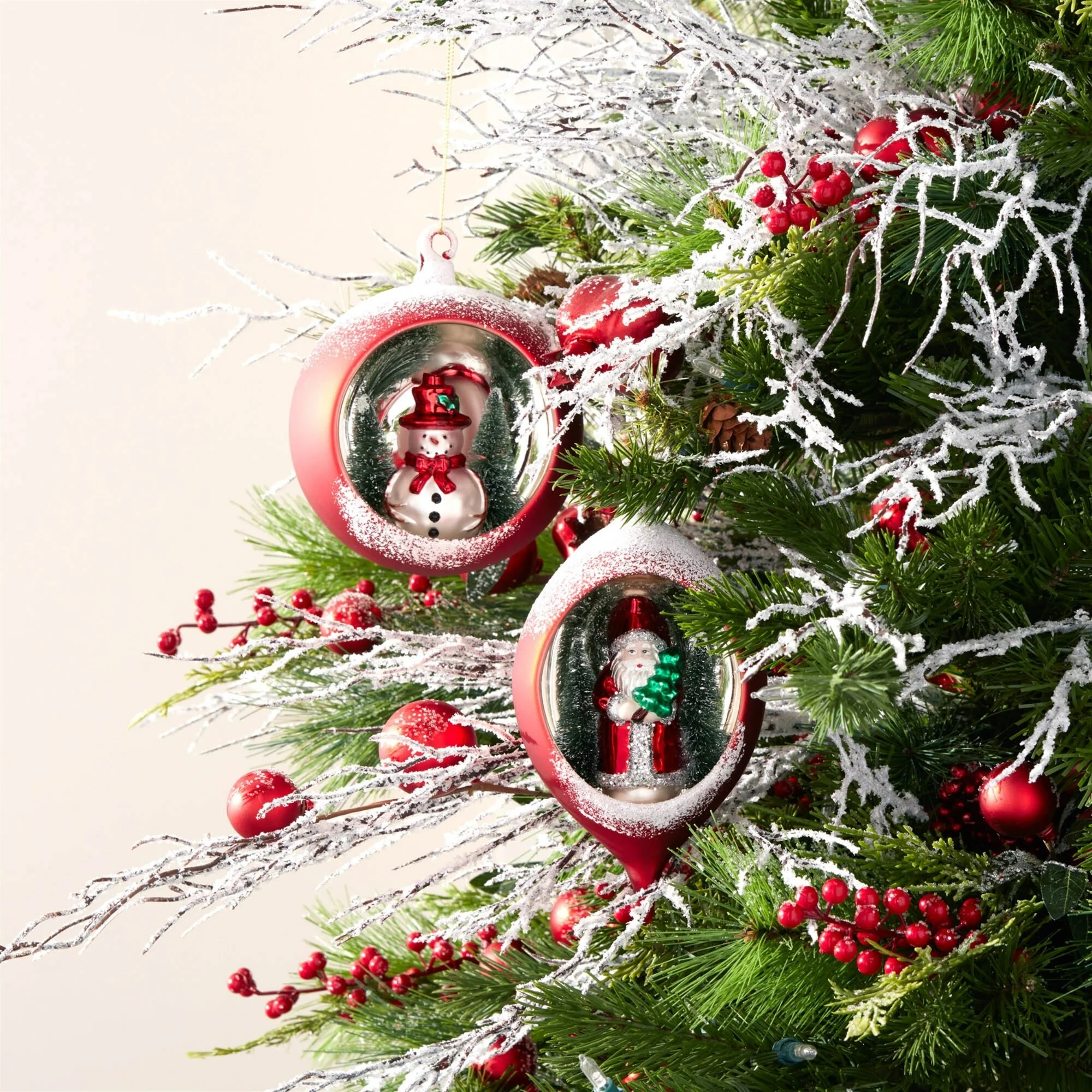 Snowman and Santa Mercury Glass Christmas Ornaments - 7