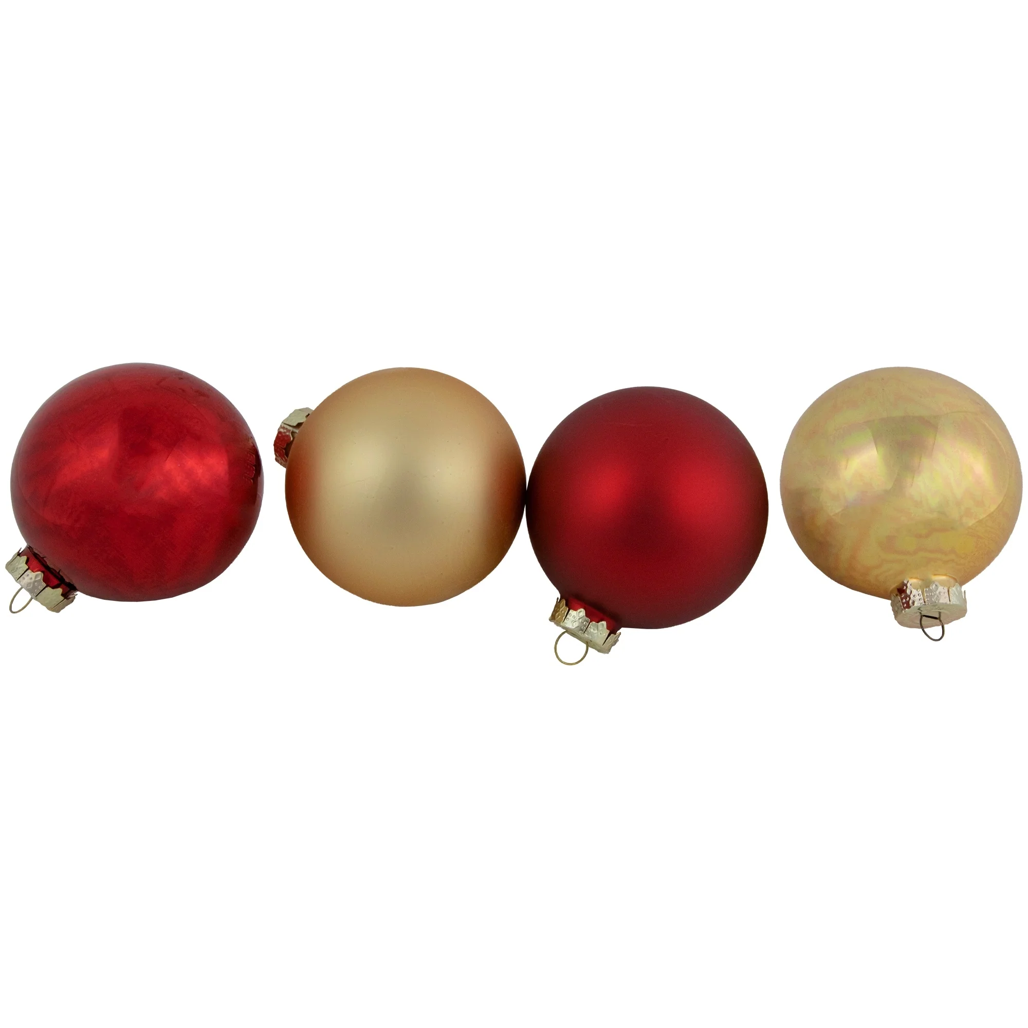 96ct Red and Gold 2-Finish Glass Ball Christmas Ornaments 3.25