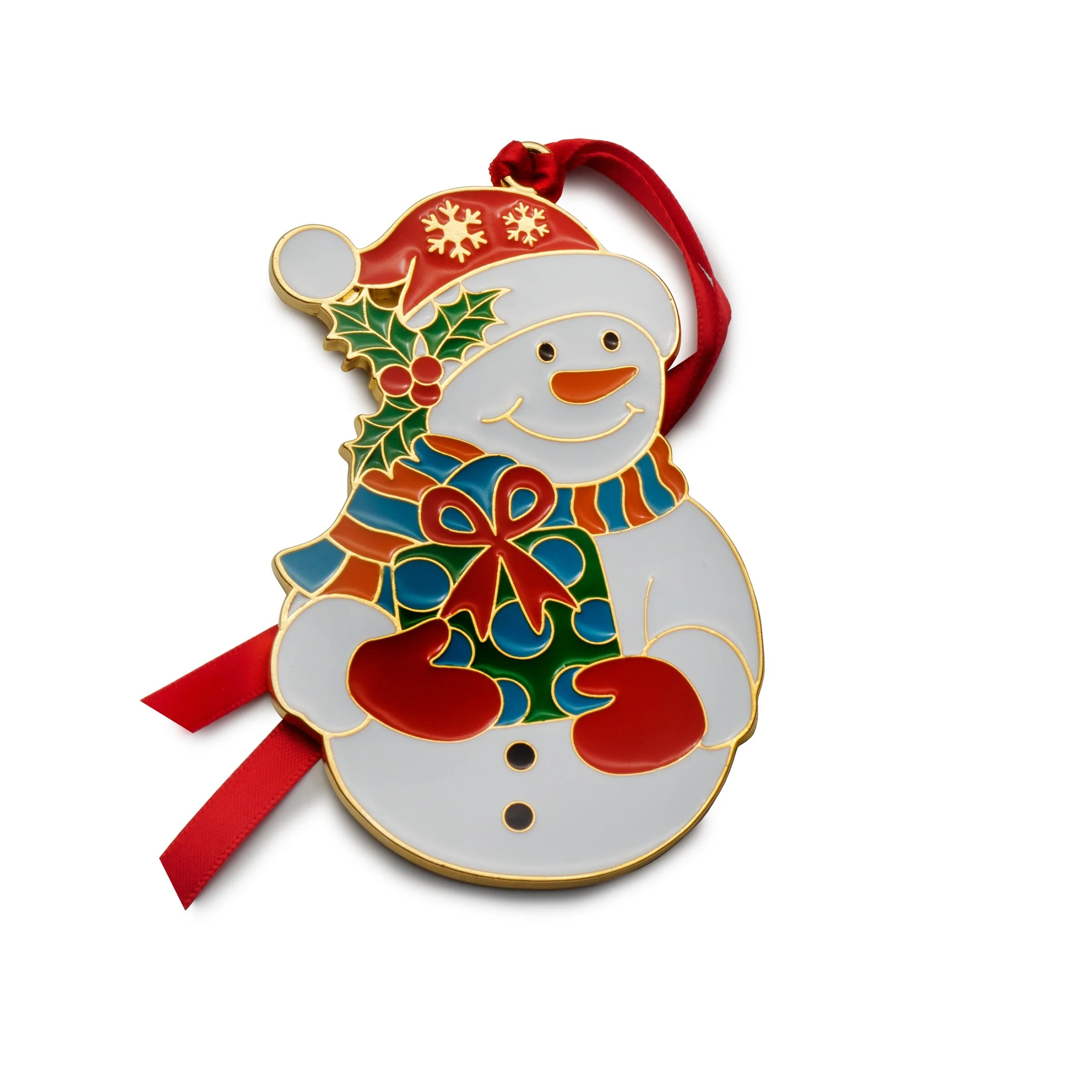 Wallace 2025 Gold-Plated Enameled Snowman Ornament, 16th Edition - N/A