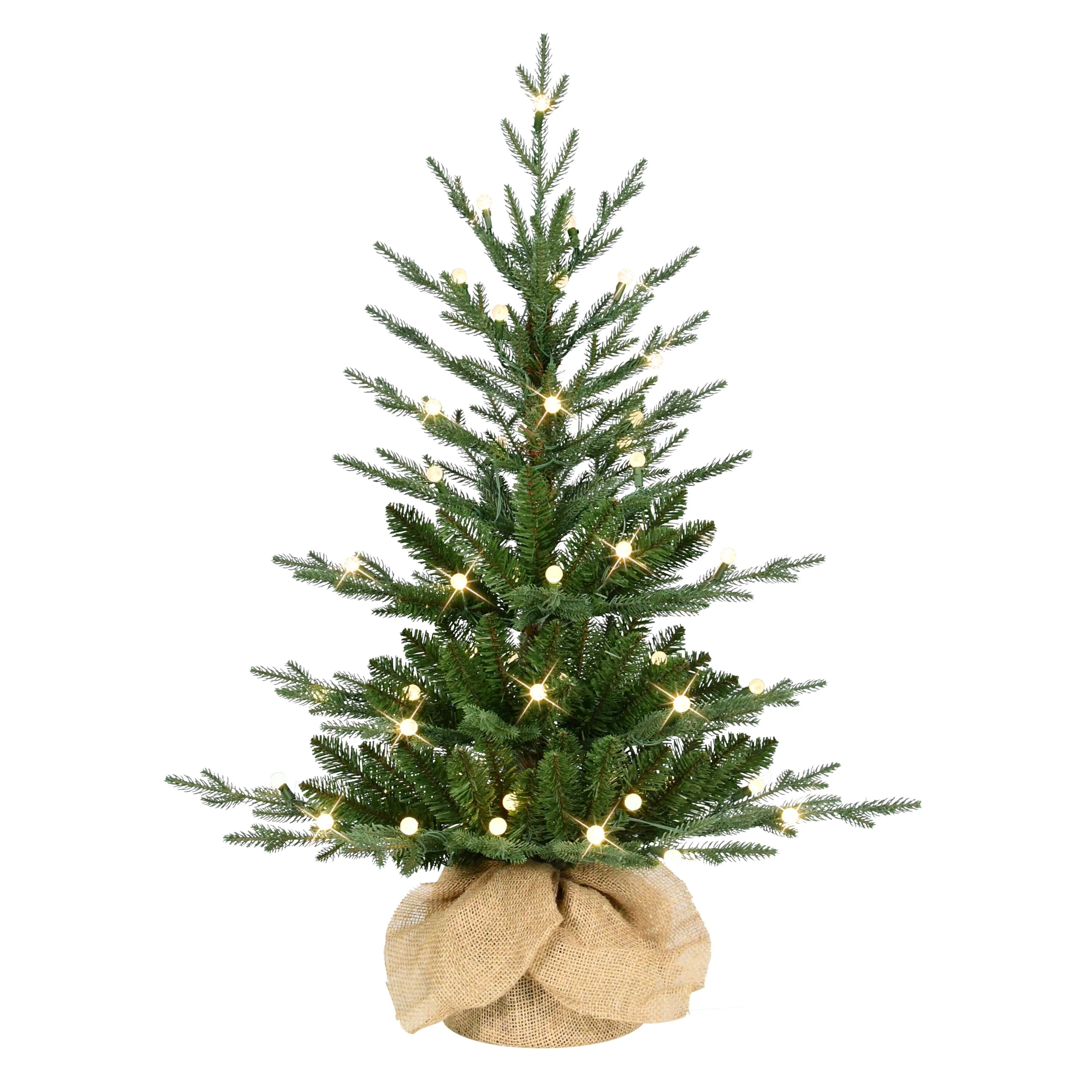 Puleo International 3' Pre-Lit Artificial Christmas Tree in Burlap Sac Base