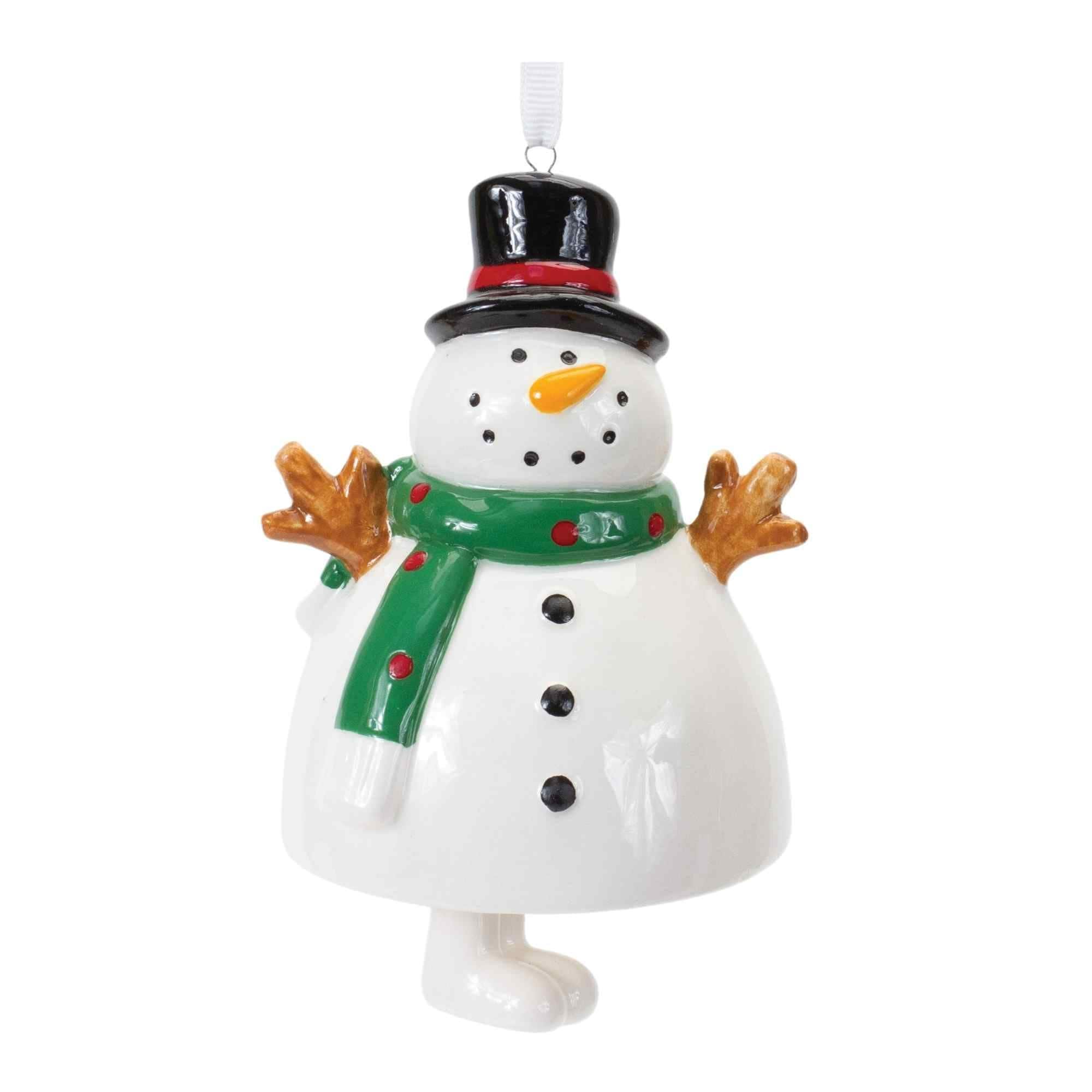 Club 12 White Black Ceramic Snowman Bell Christmas Ornaments 8.5