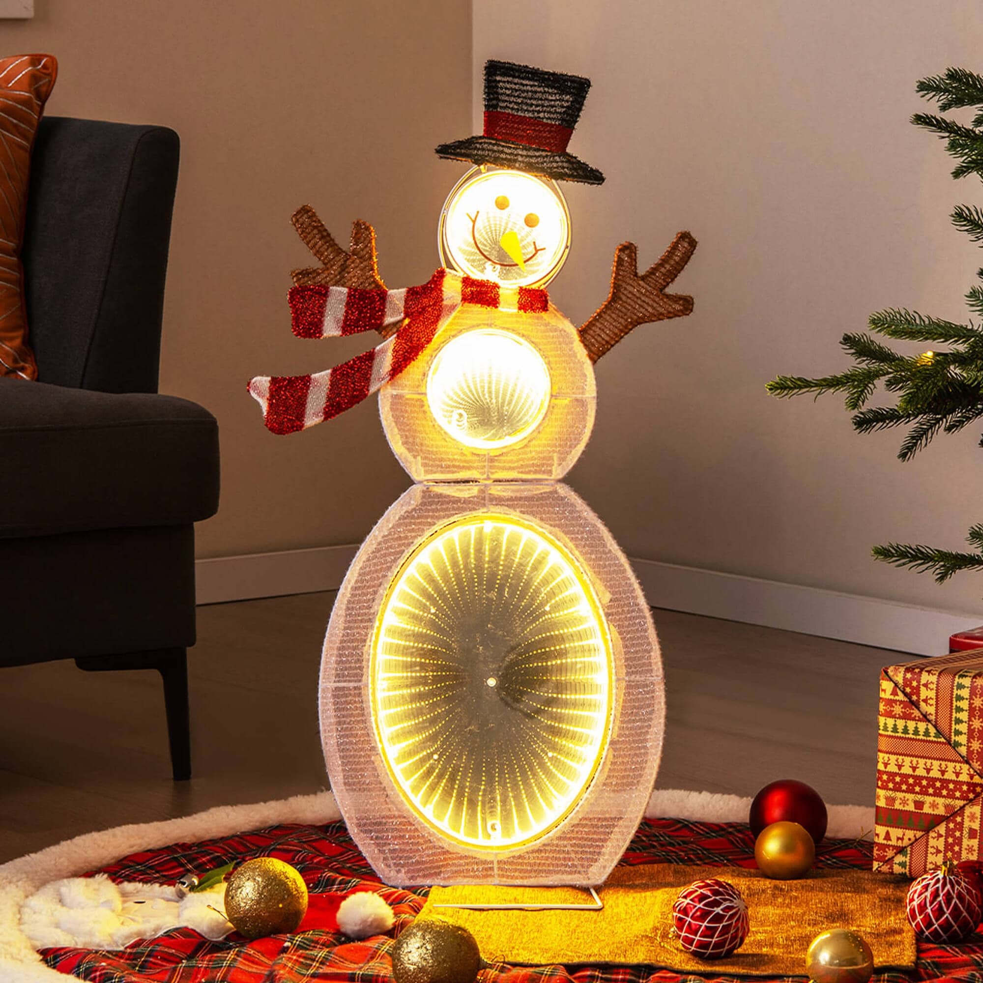Costway 2.6 FT Lighted Snowman with 105 Built-in LED Lights Metal - Multicolor - See Details