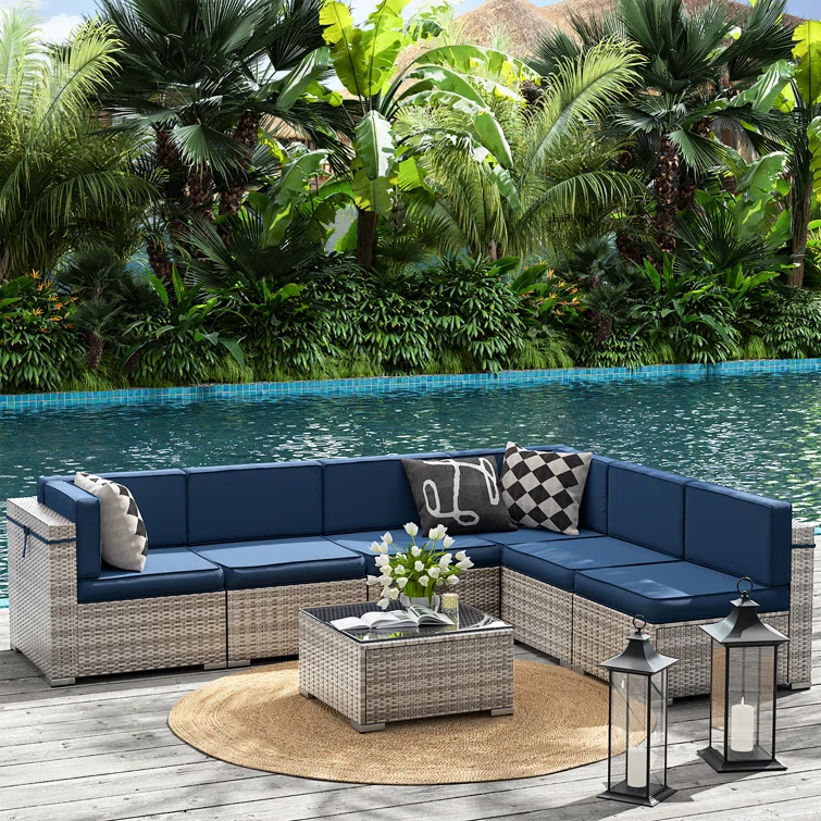 Delphene 6 - Person Outdoor Seating Group with Cushions