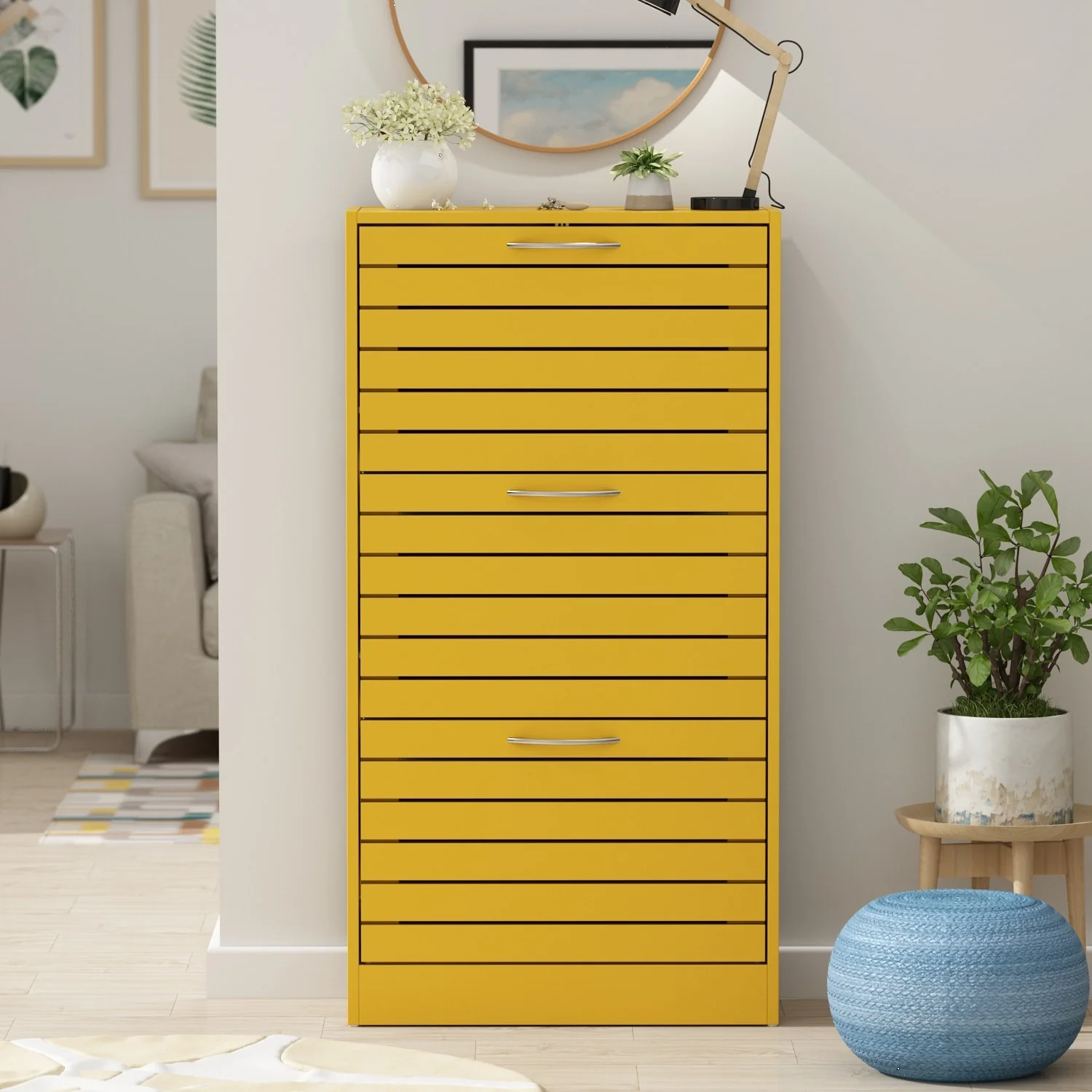 Shoe Cabinet with Flip Drawer for Entryway Rack Storage Organizer