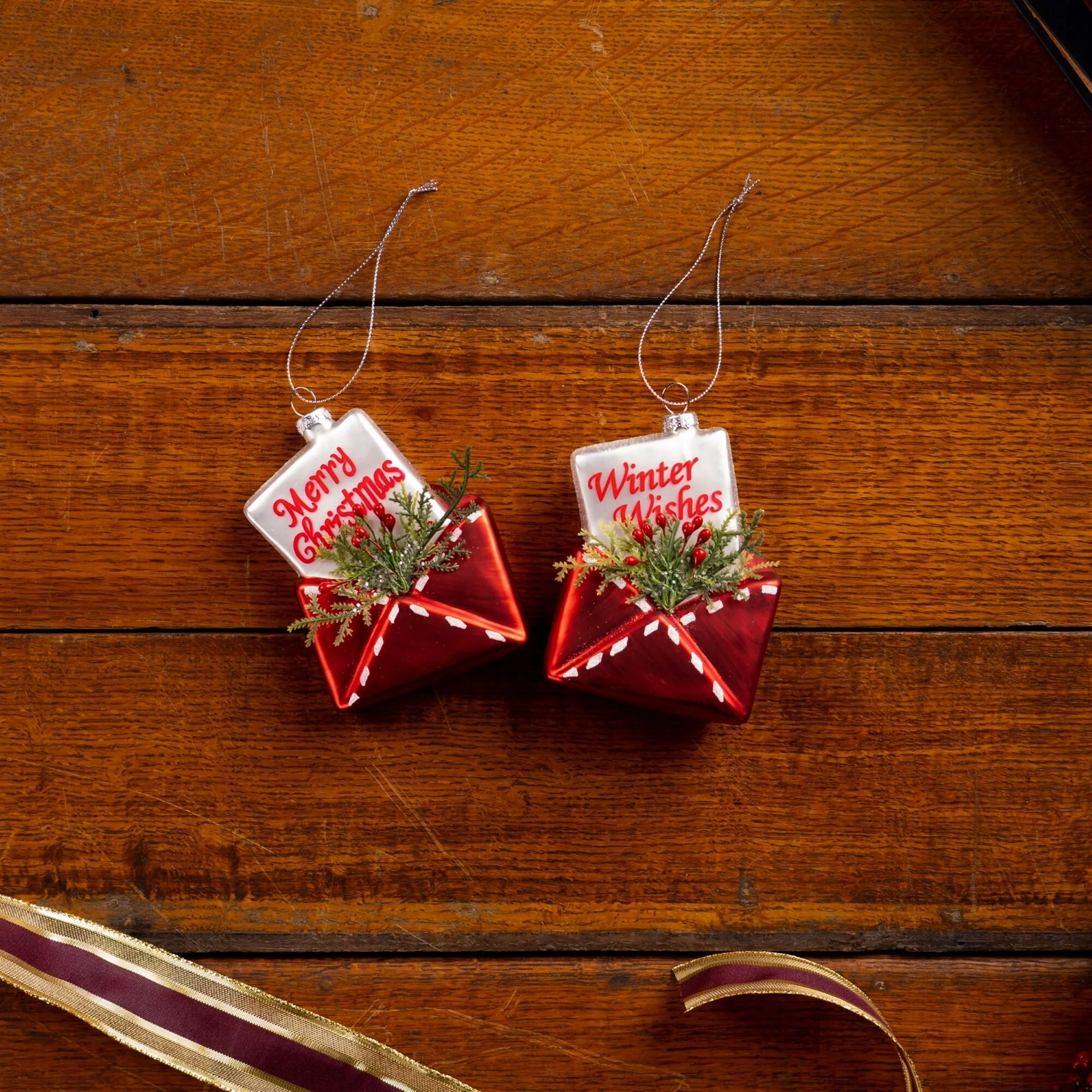 Glittered Santa Letter In Envelope Christmas Ornaments 5