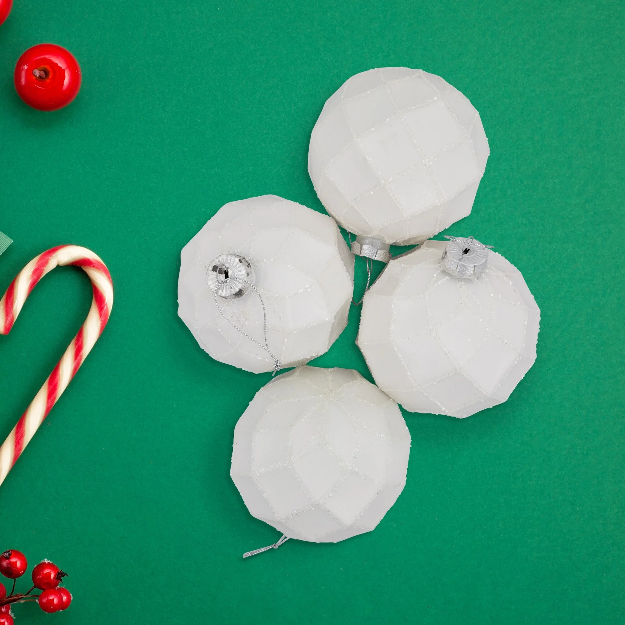 Glittered Christmas Glass Ball Ornaments - 3.75