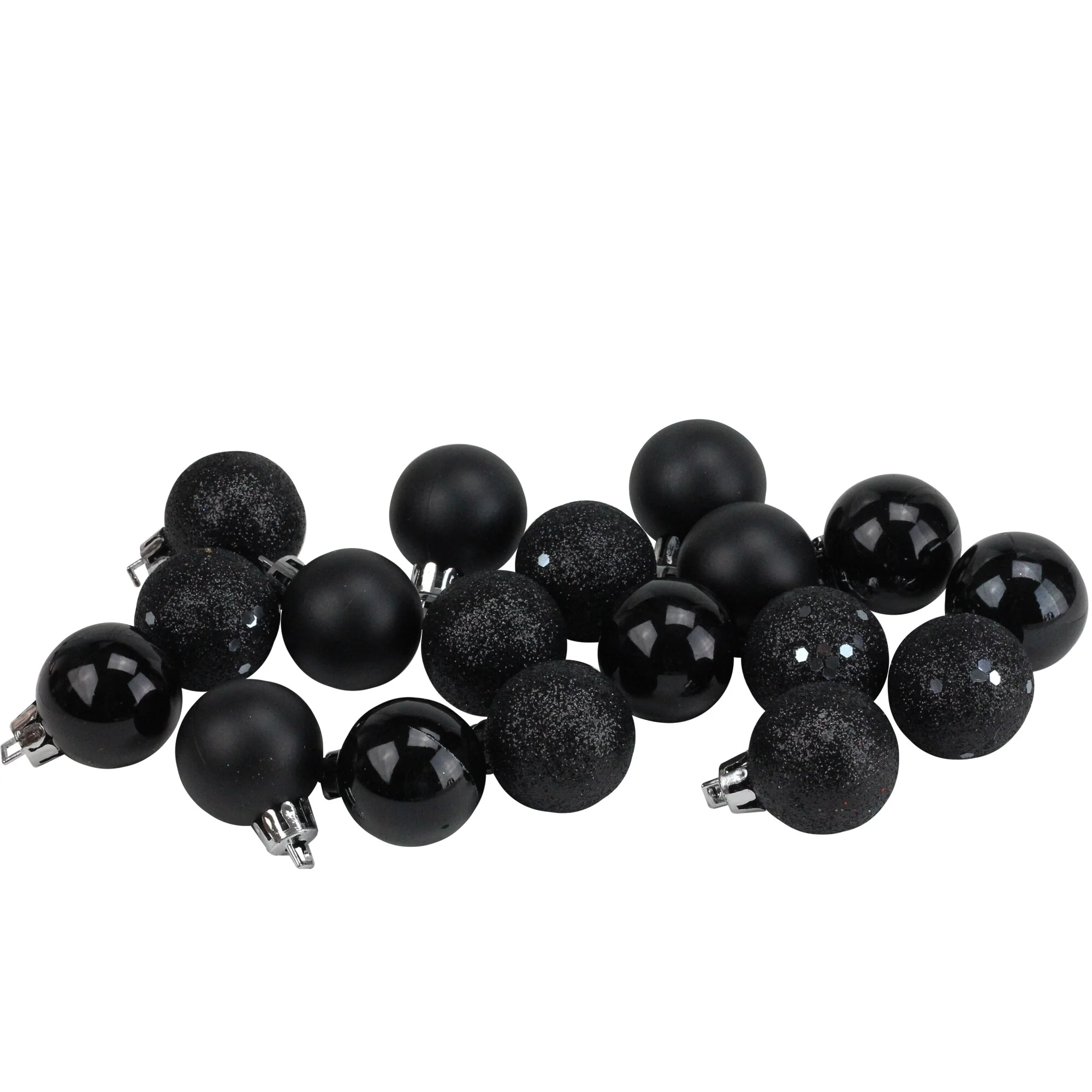 18ct Jet Black Shatterproof 4-Finish Christmas Ball Ornaments 1.25